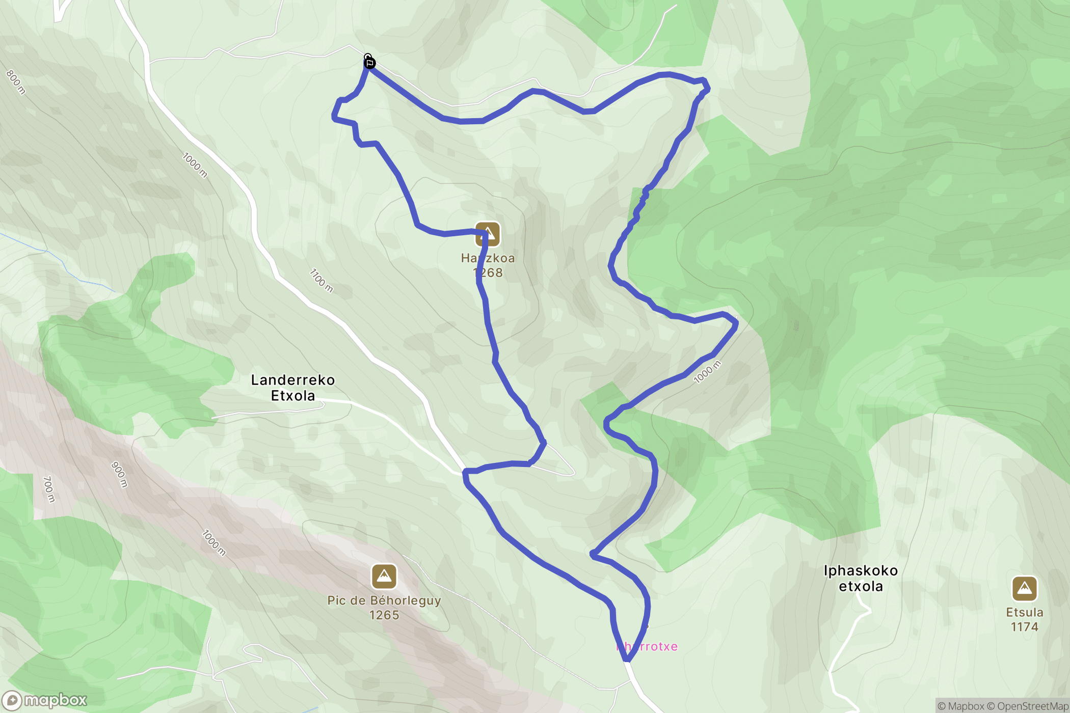 Béhorléguy : carte du parcours de randonnée - France