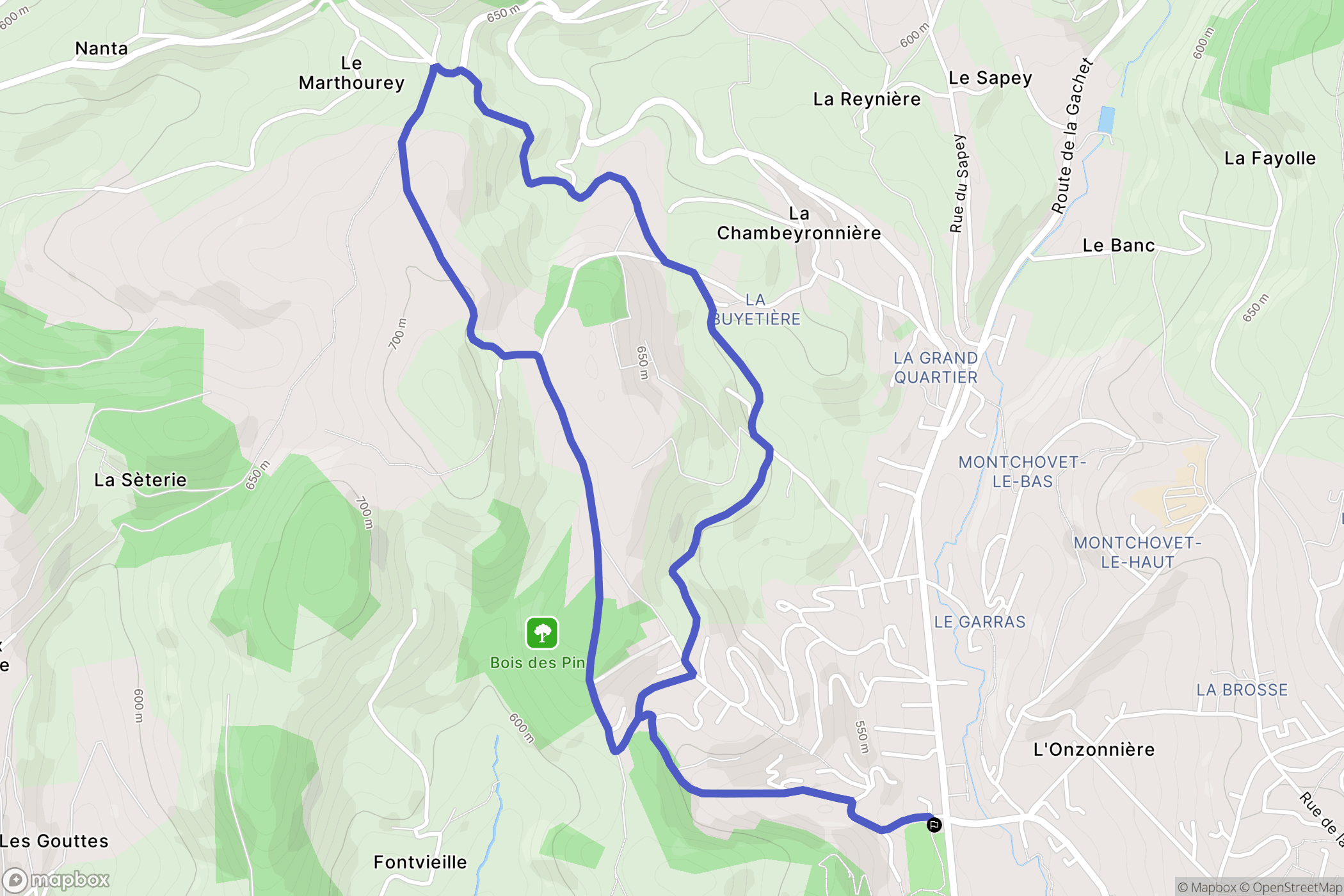 Sorbiers : carte du parcours de randonnée - France
