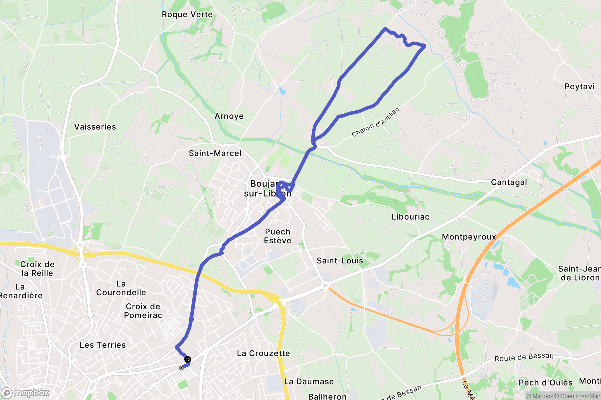 Béziers : carte du parcours de randonnée - France