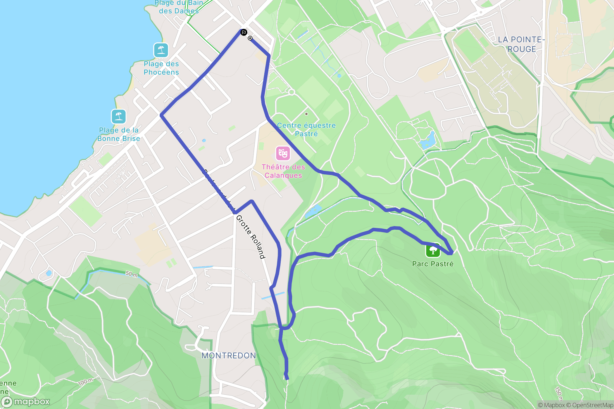 Marseille : carte du parcours de randonnée - France