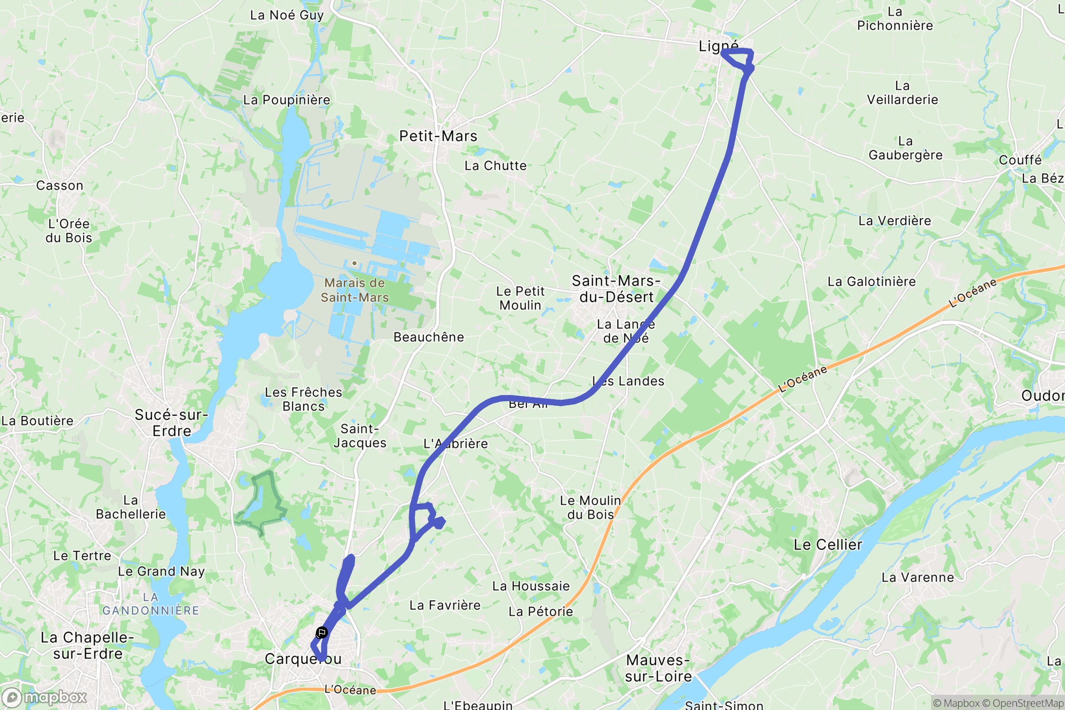 Carquefou : carte du parcours de randonnée - France
