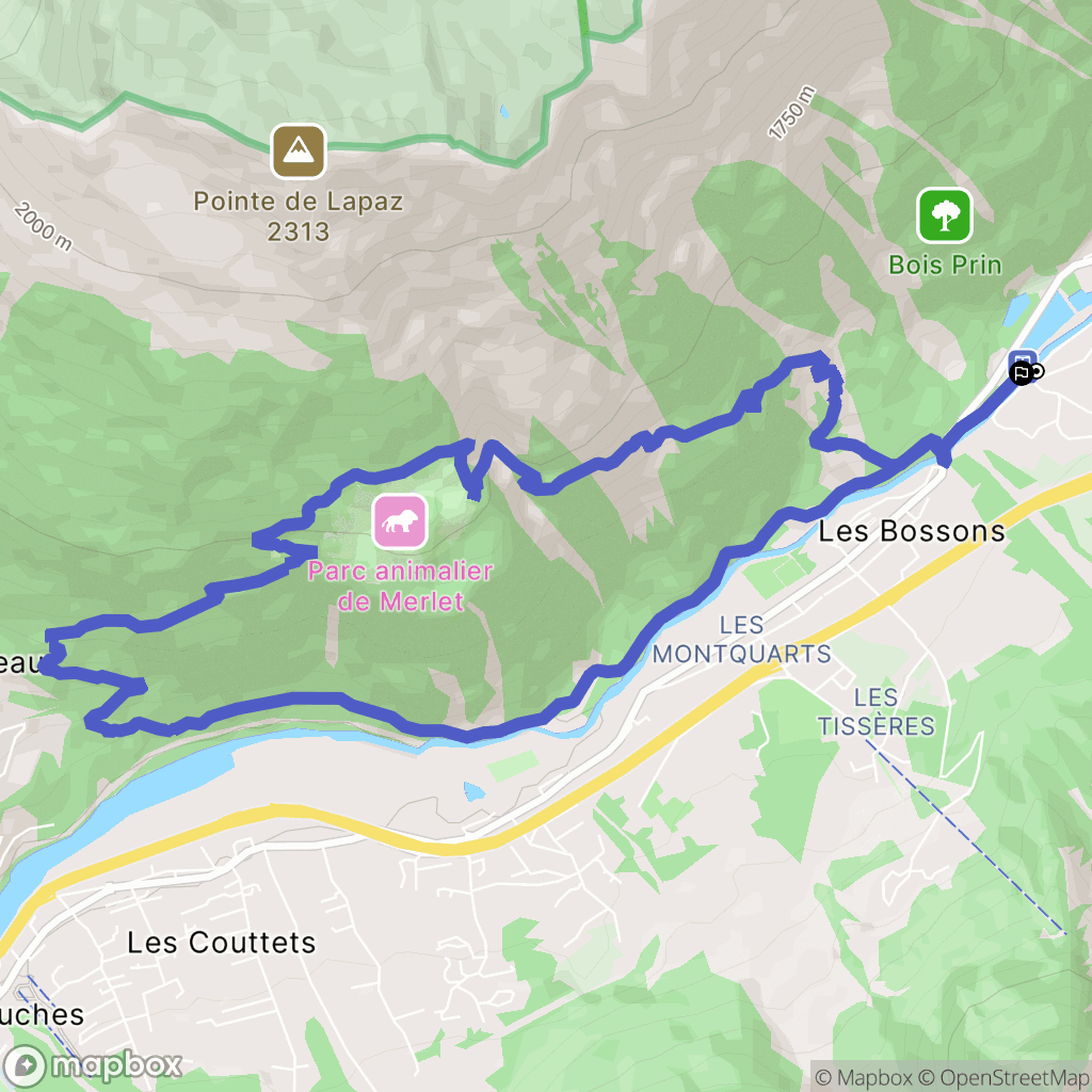 Chamonix-Mont-Blanc : carte du parcours de randonnée - France
