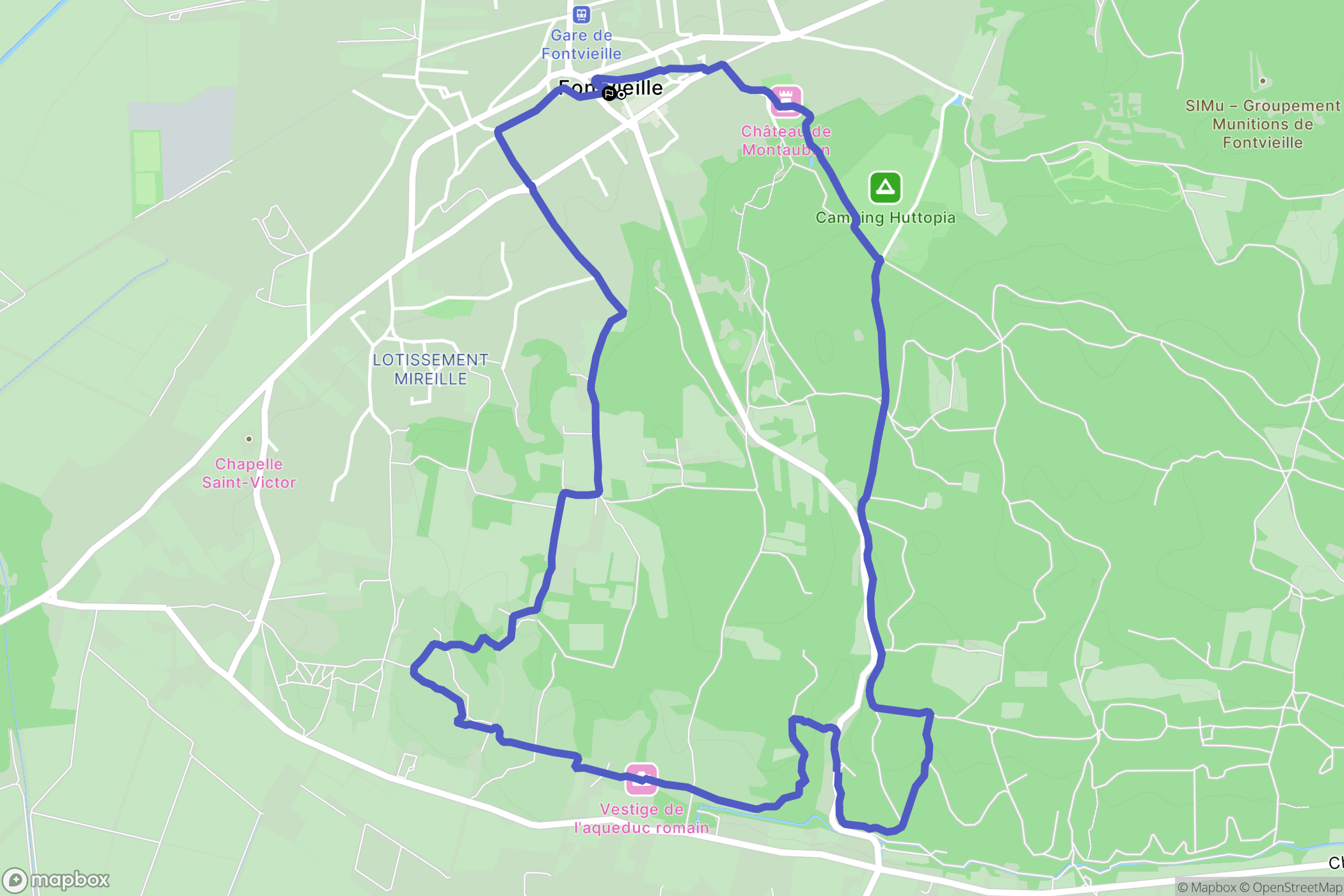 Fontvieille : carte du parcours de randonnée - France