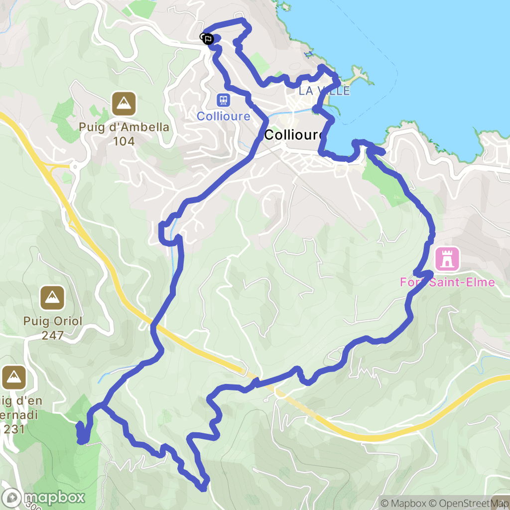 Collioure : carte du parcours de randonnée - France