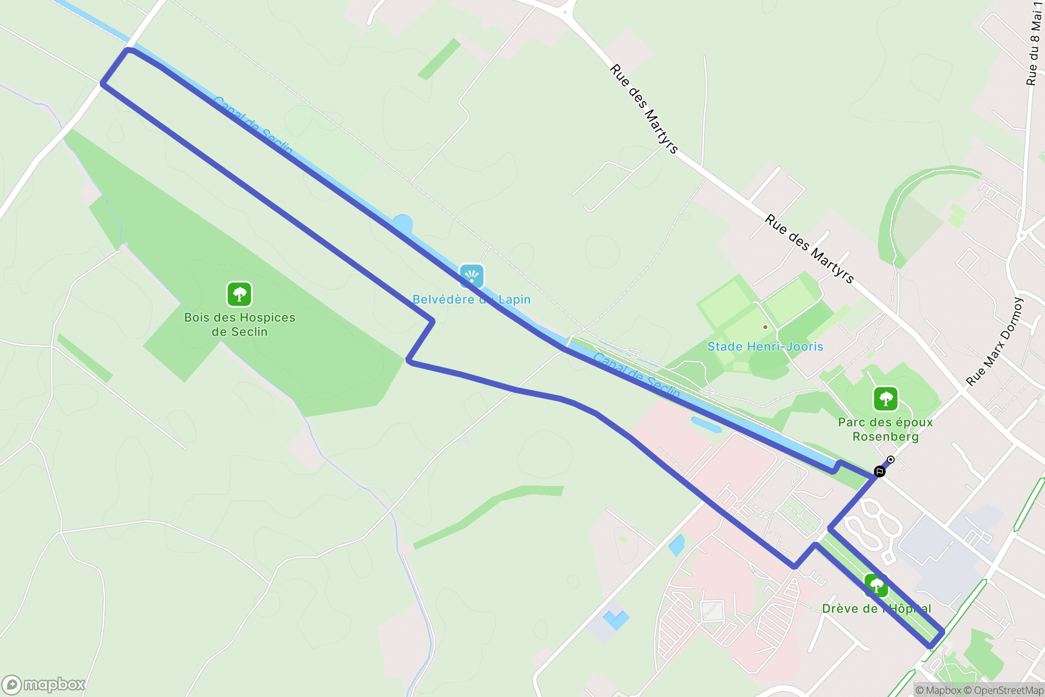 Seclin : carte du parcours de randonnée - France
