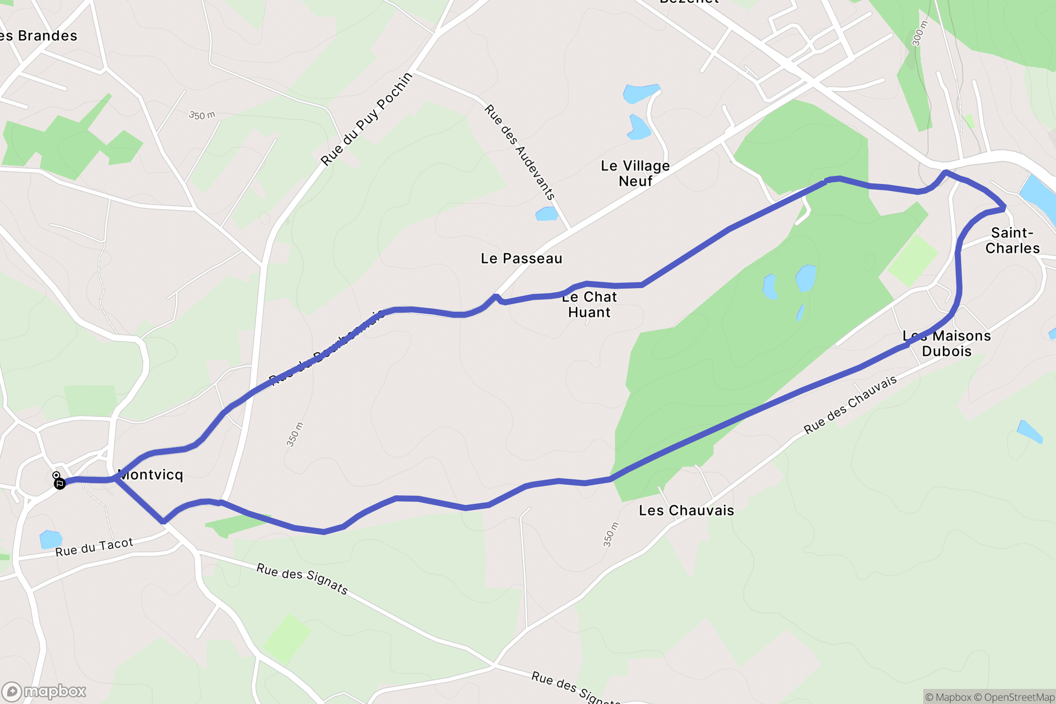 Montvicq : carte du parcours de randonnée - France