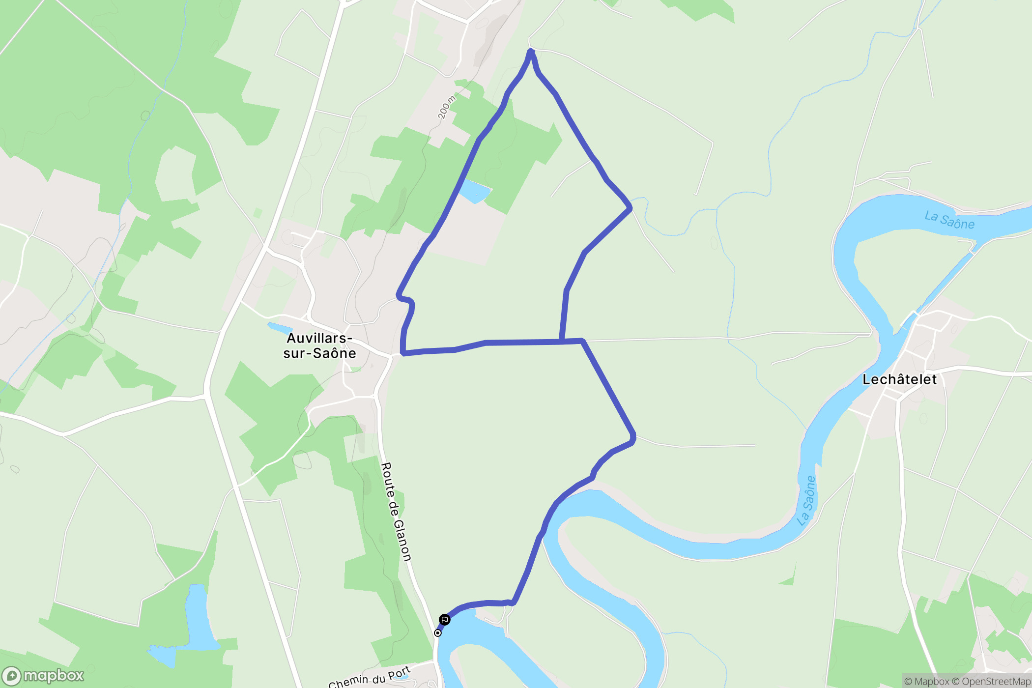 Glanon : carte du parcours de randonnée - France