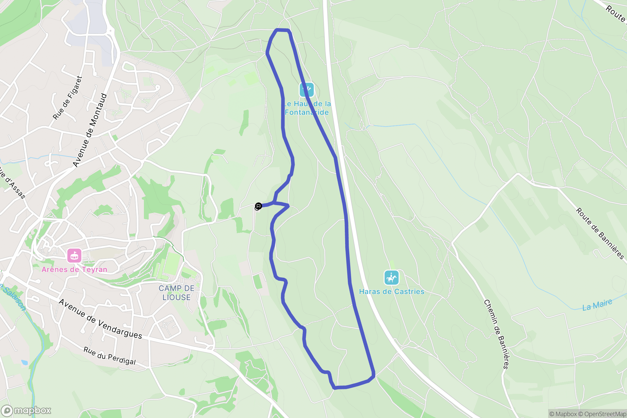 Teyran : carte du parcours de randonnée - France