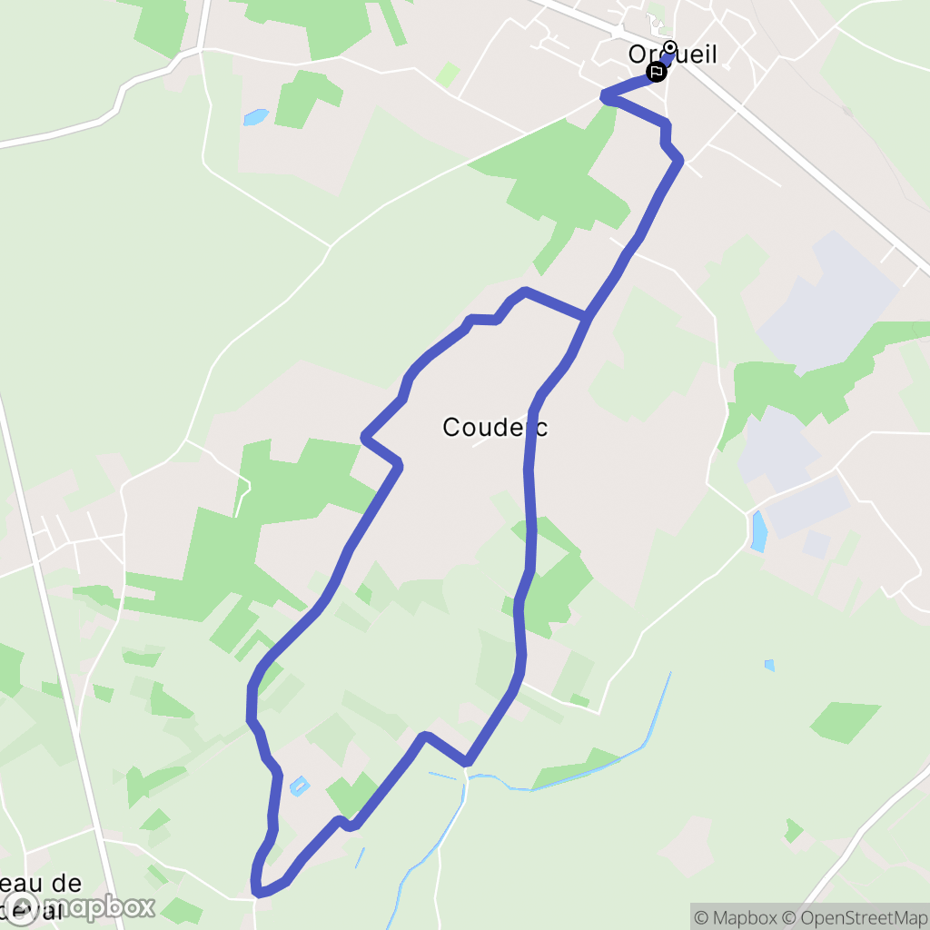 Orgueil : carte du parcours de randonnée - France