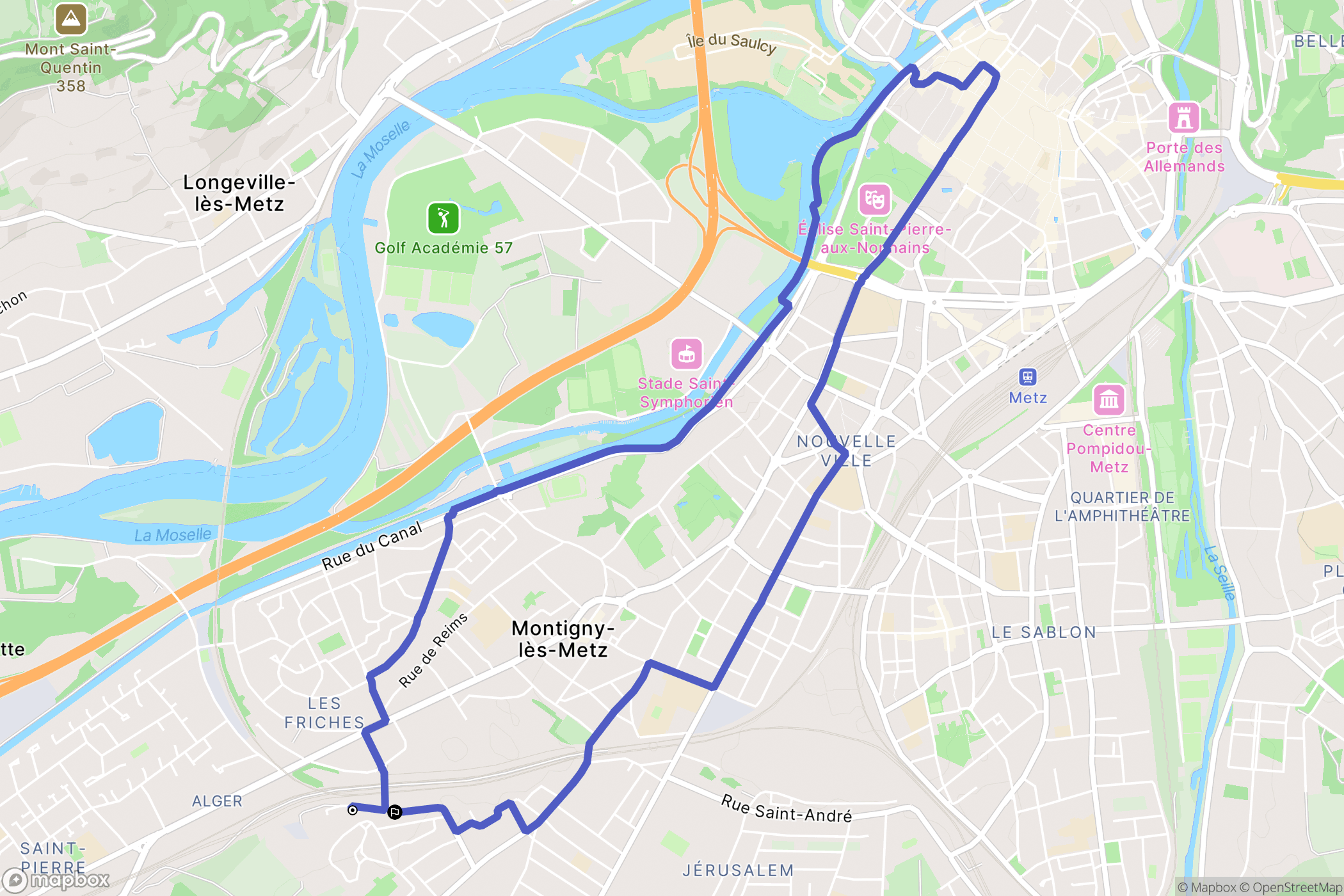 Montigny-lès-Metz : carte du parcours de randonnée - France