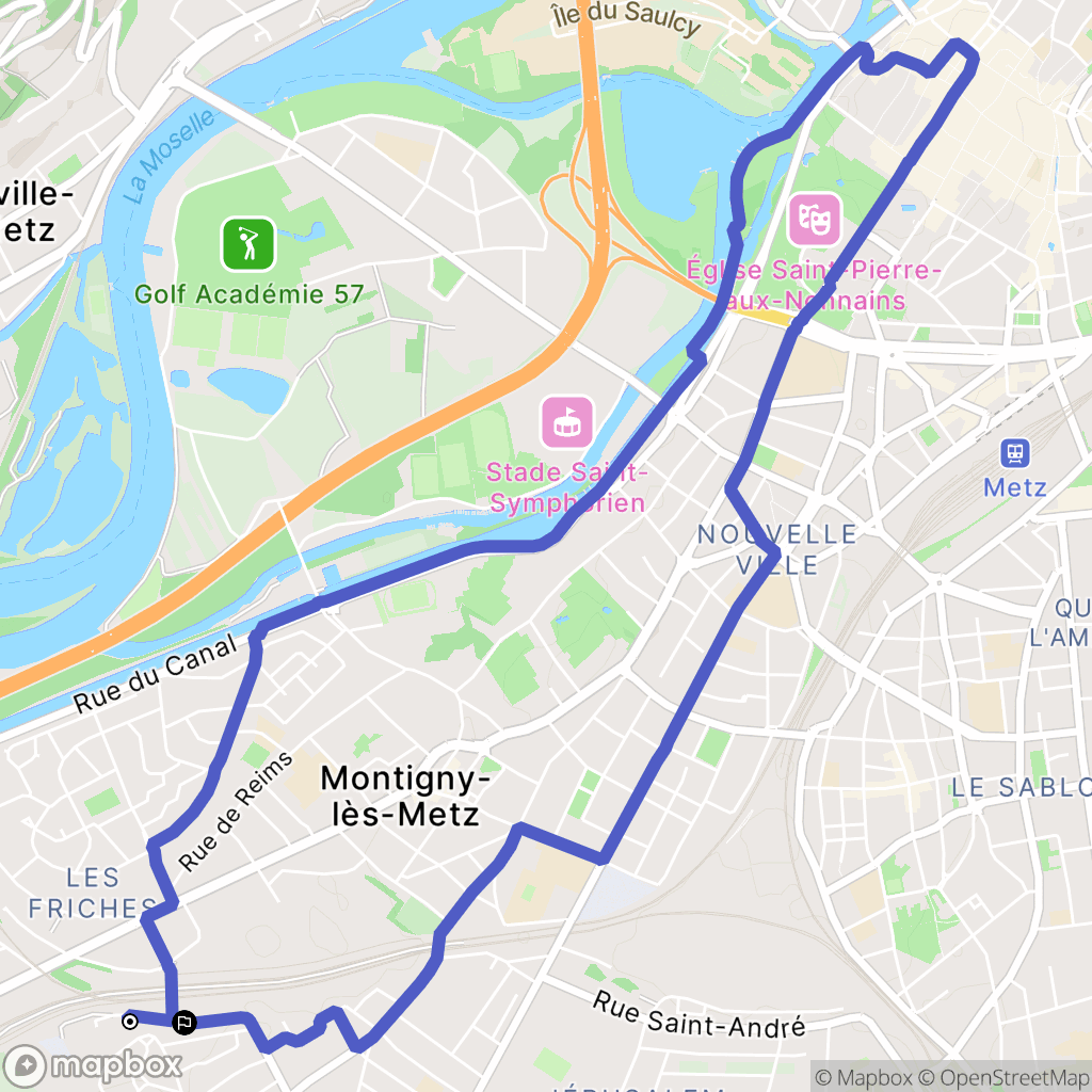 Montigny-lès-Metz : carte du parcours de randonnée - France
