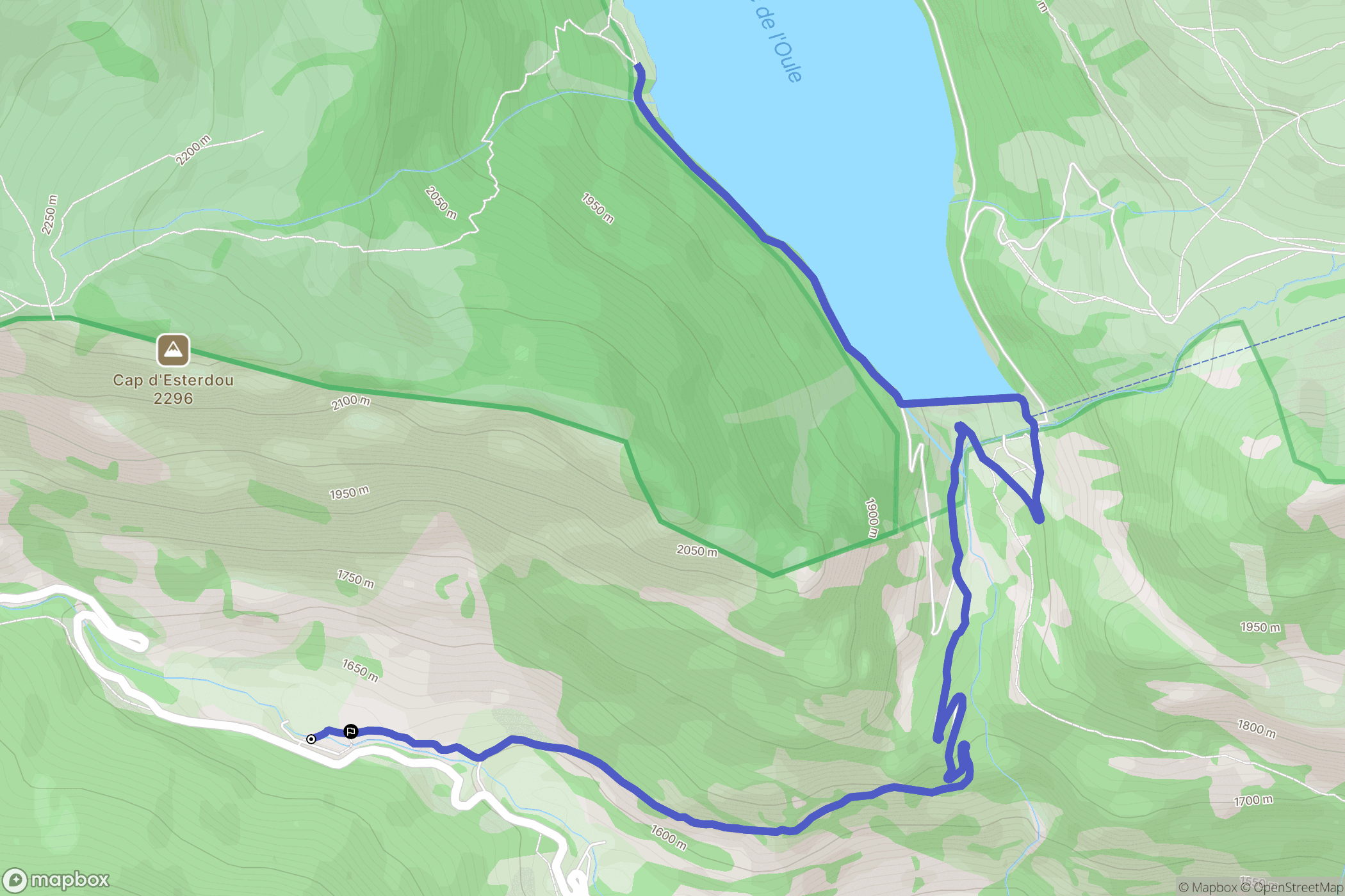 Aragnouet : carte du parcours de randonnée - France