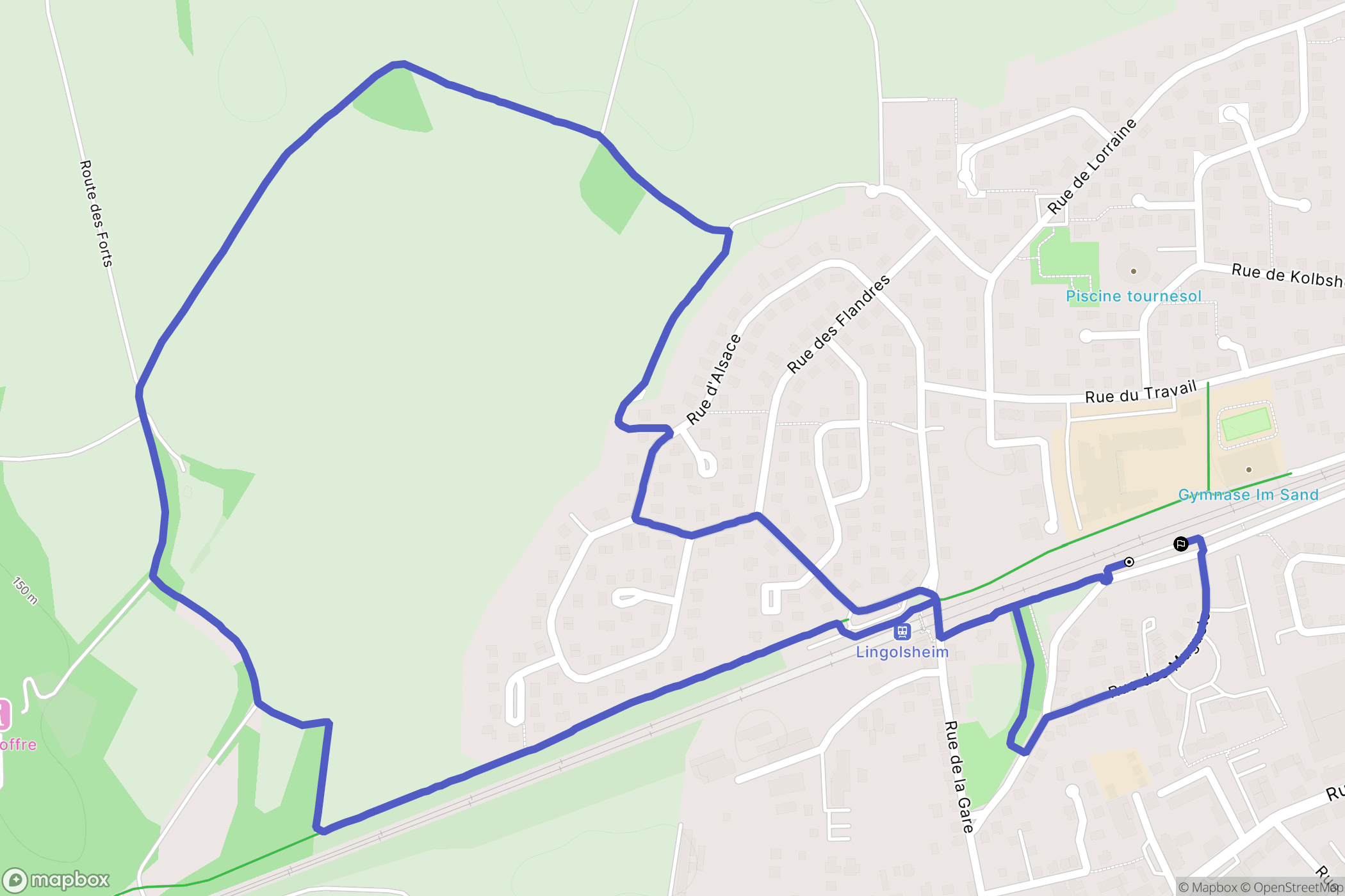 Lingolsheim : carte du parcours de randonnée - France