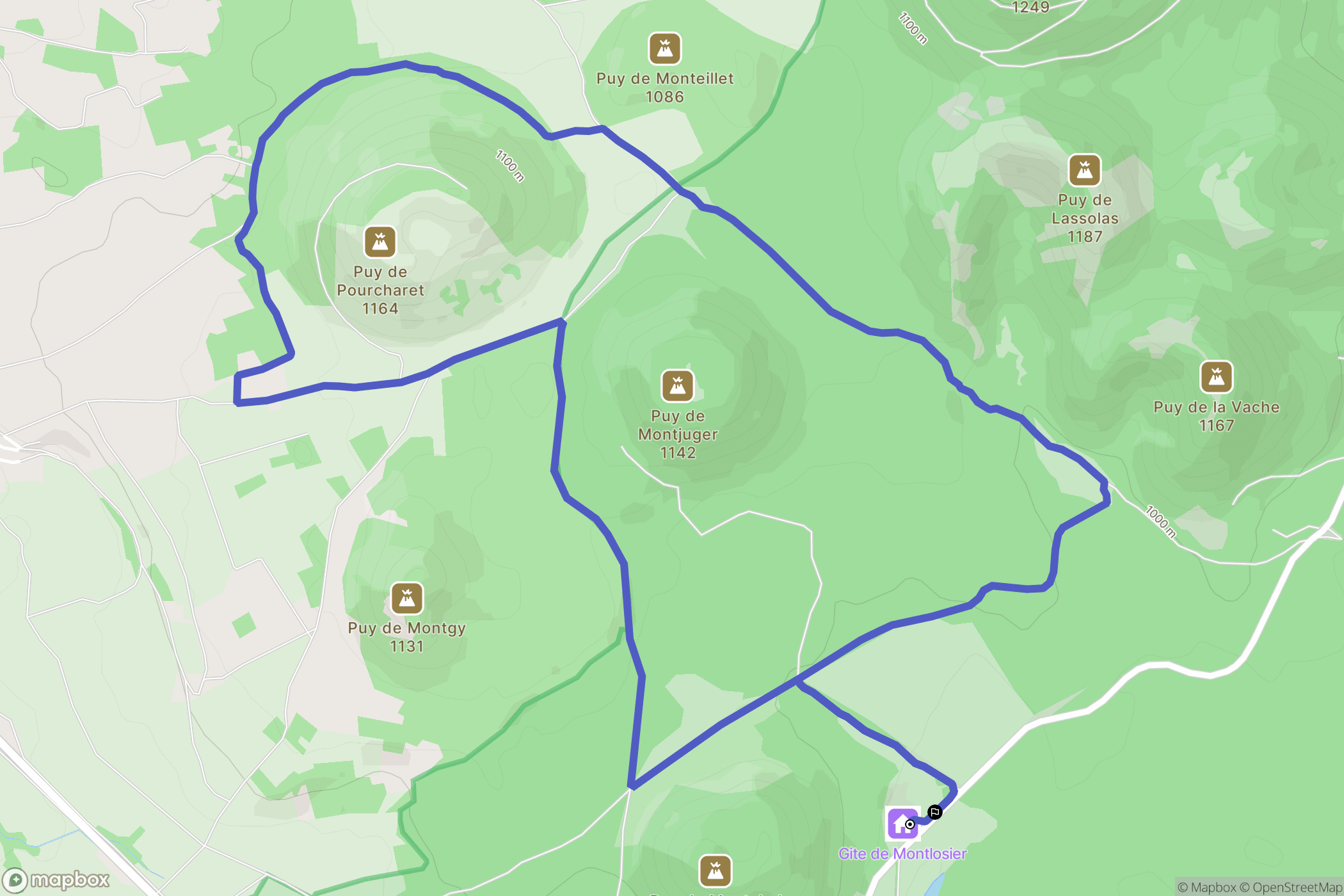 Aydat : carte du parcours de randonnée - France