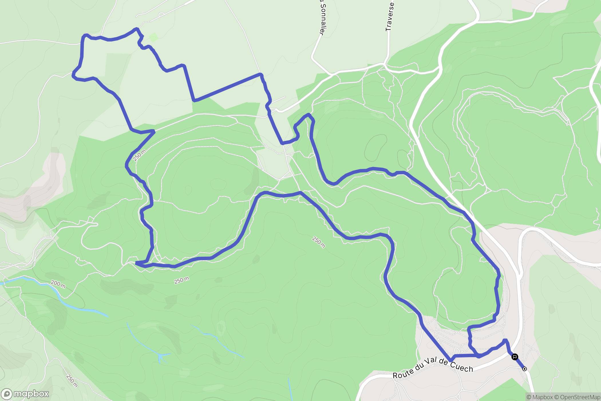 Aurons : carte du parcours de randonnée - France
