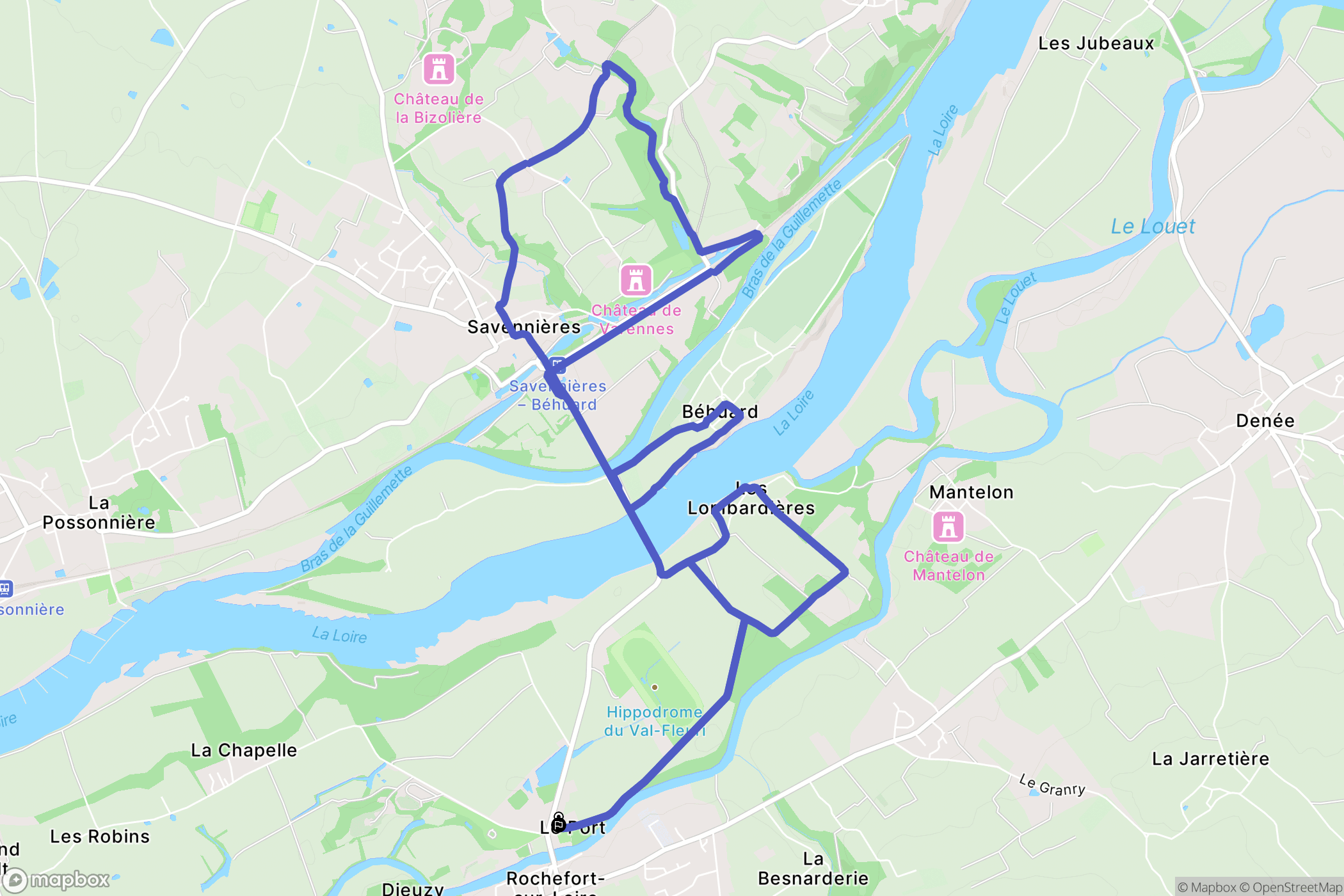 Rochefort-sur-Loire : carte du parcours de randonnée - France