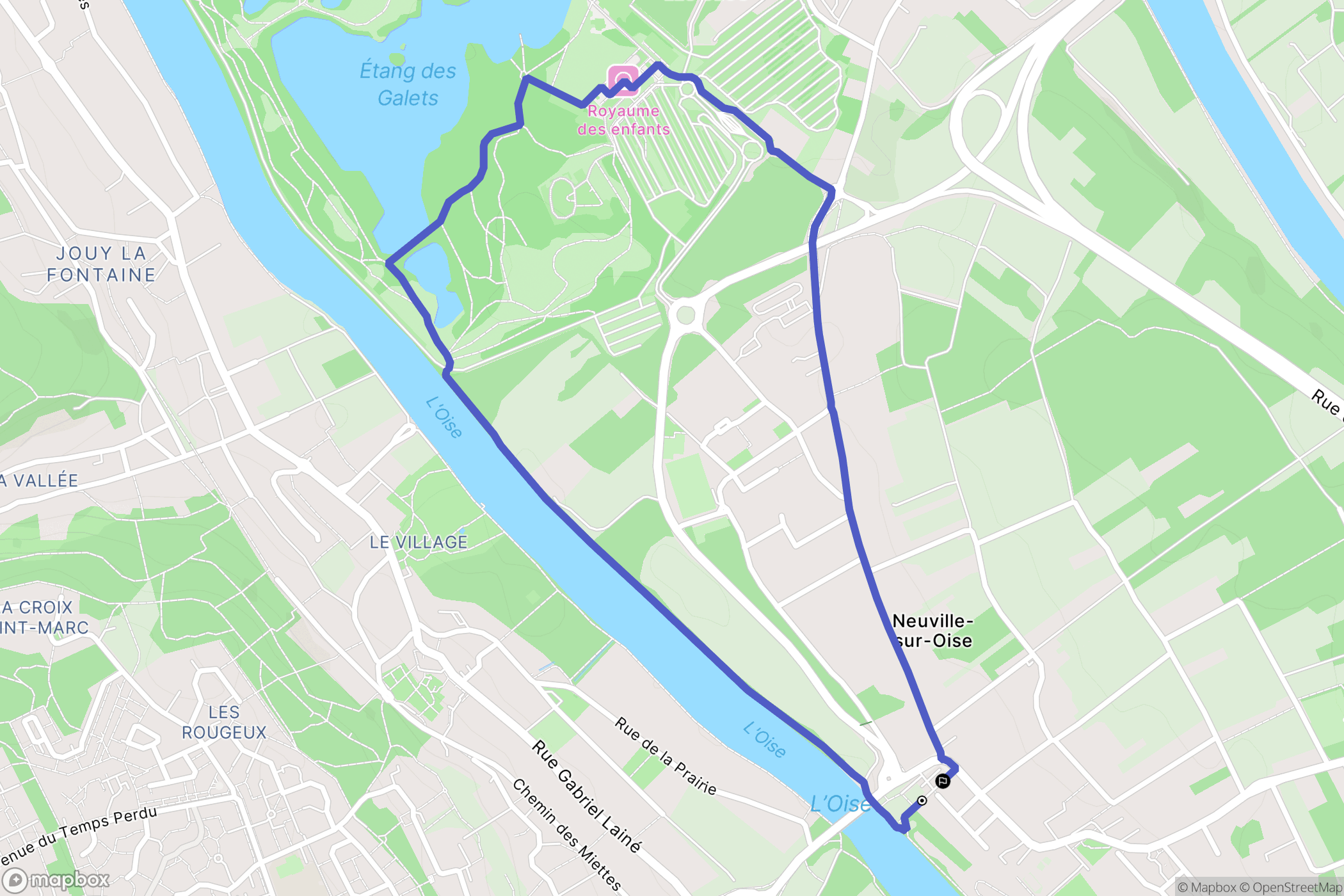 Neuville-sur-Oise : carte du parcours de randonnée - France