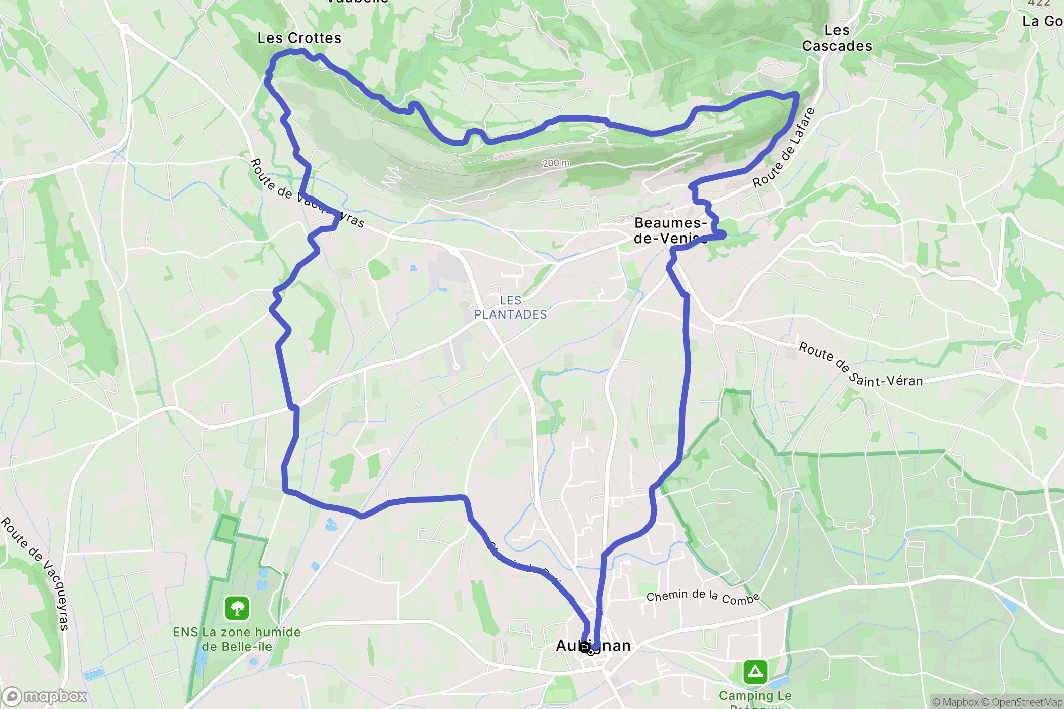 Aubignan : carte du parcours de randonnée - France