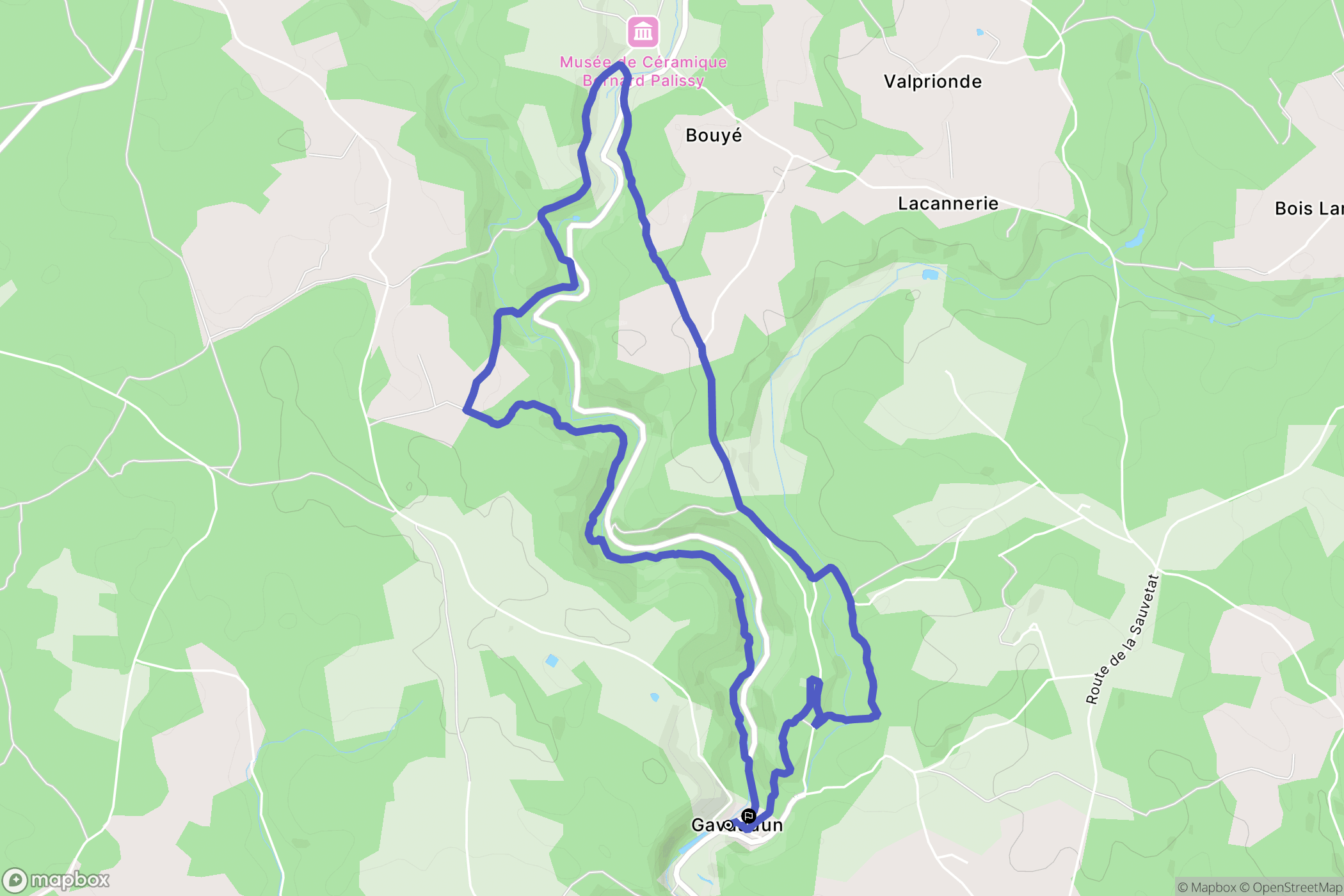 Gavaudun : carte du parcours de randonnée - France