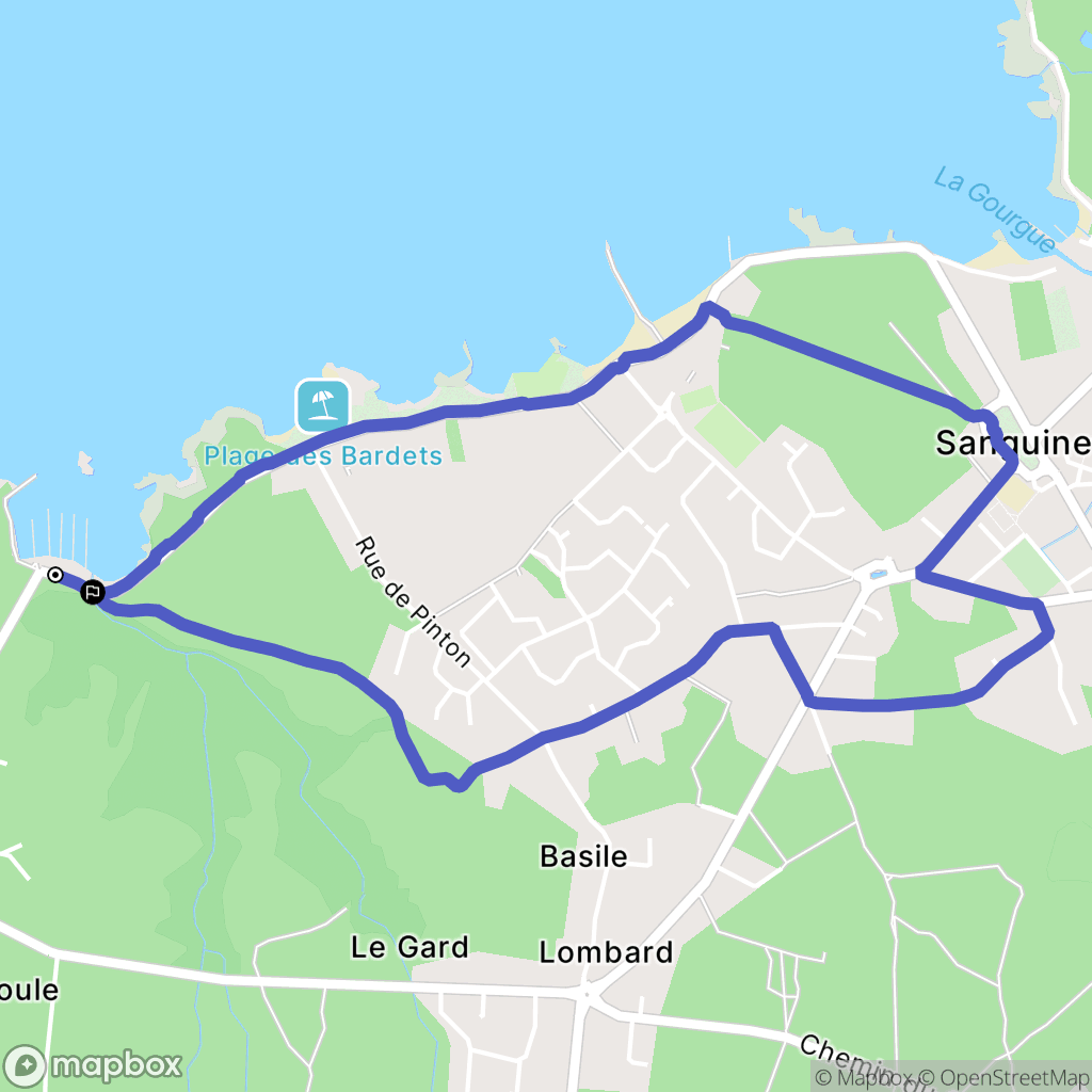 Sanguinet : carte du parcours de randonnée - France