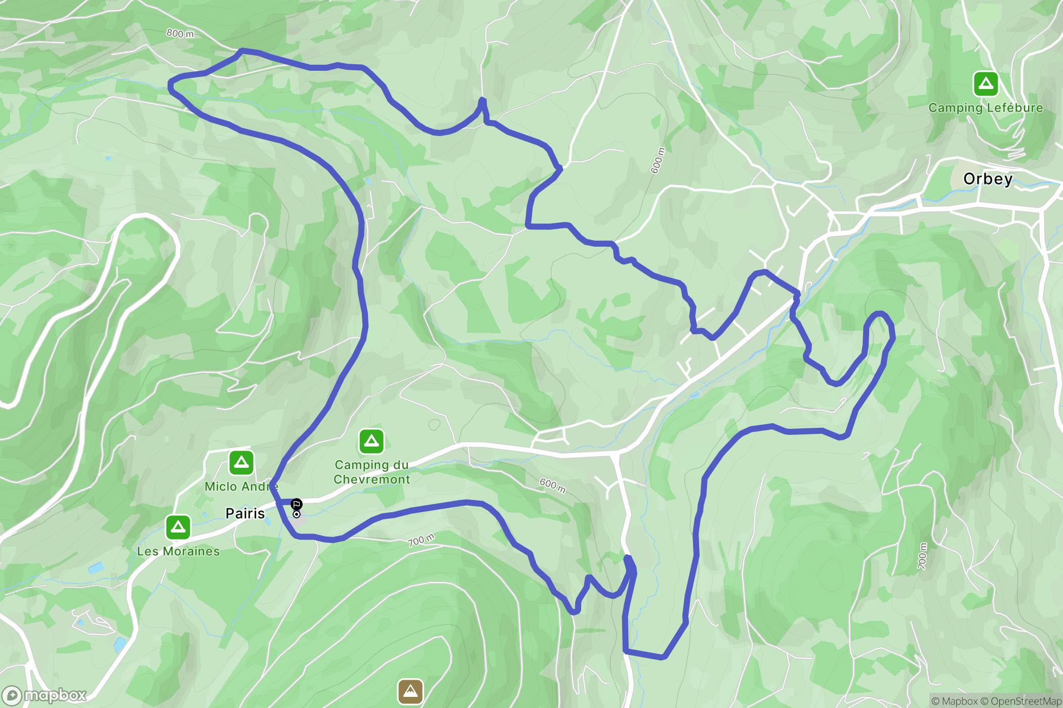 Orbey : carte du parcours de randonnée - France