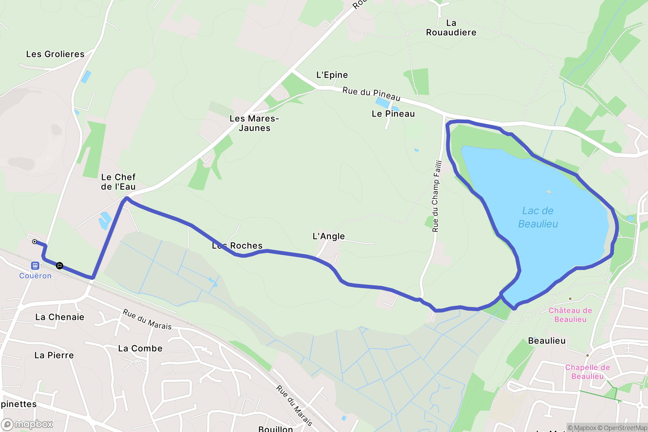 Couëron : carte du parcours de randonnée - France