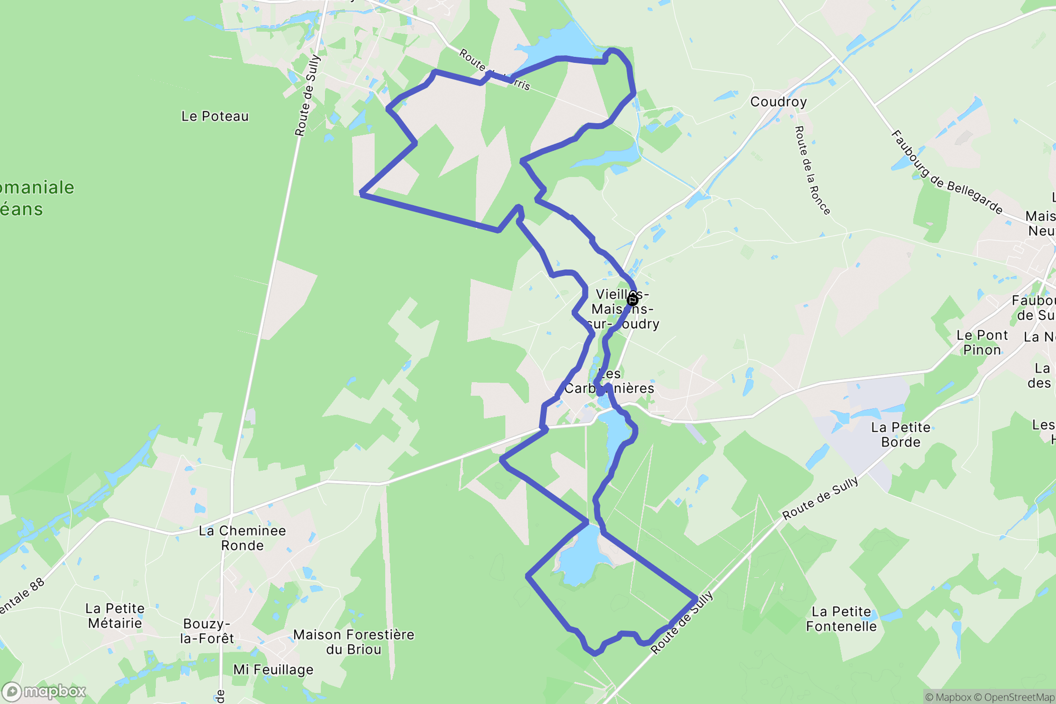 Vieilles-Maisons-sur-Joudry : carte du parcours de randonnée - France