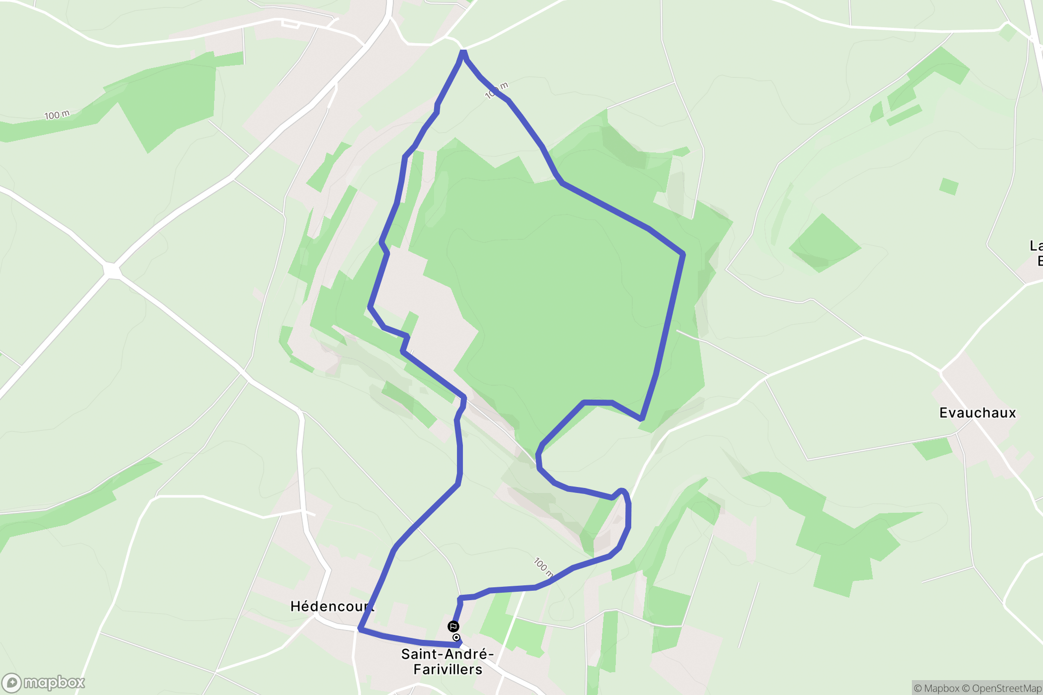 Saint-André-Farivillers : carte du parcours de randonnée - France