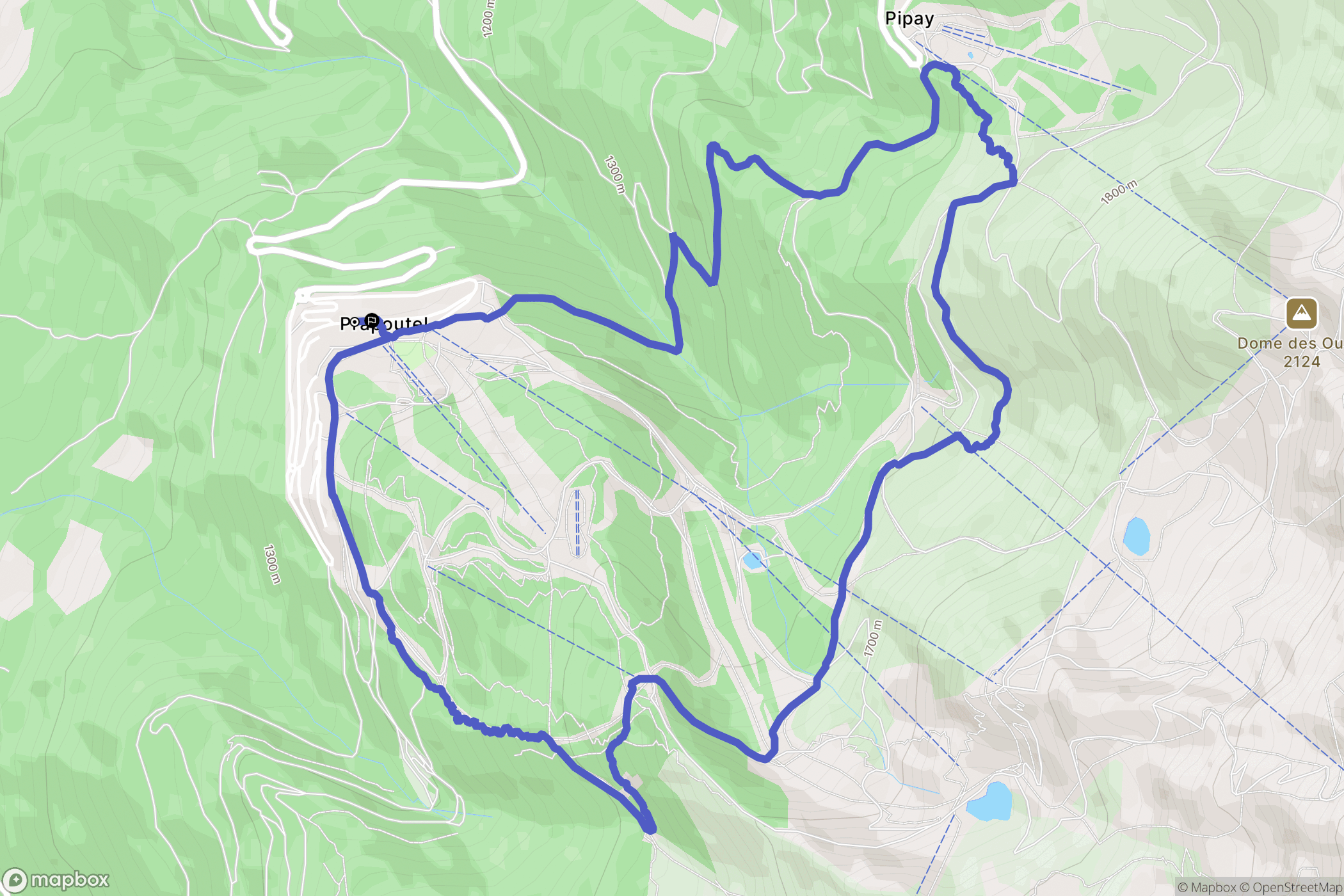 LES 7 LAUX PRAPOUTEL : carte du parcours de randonnée - France