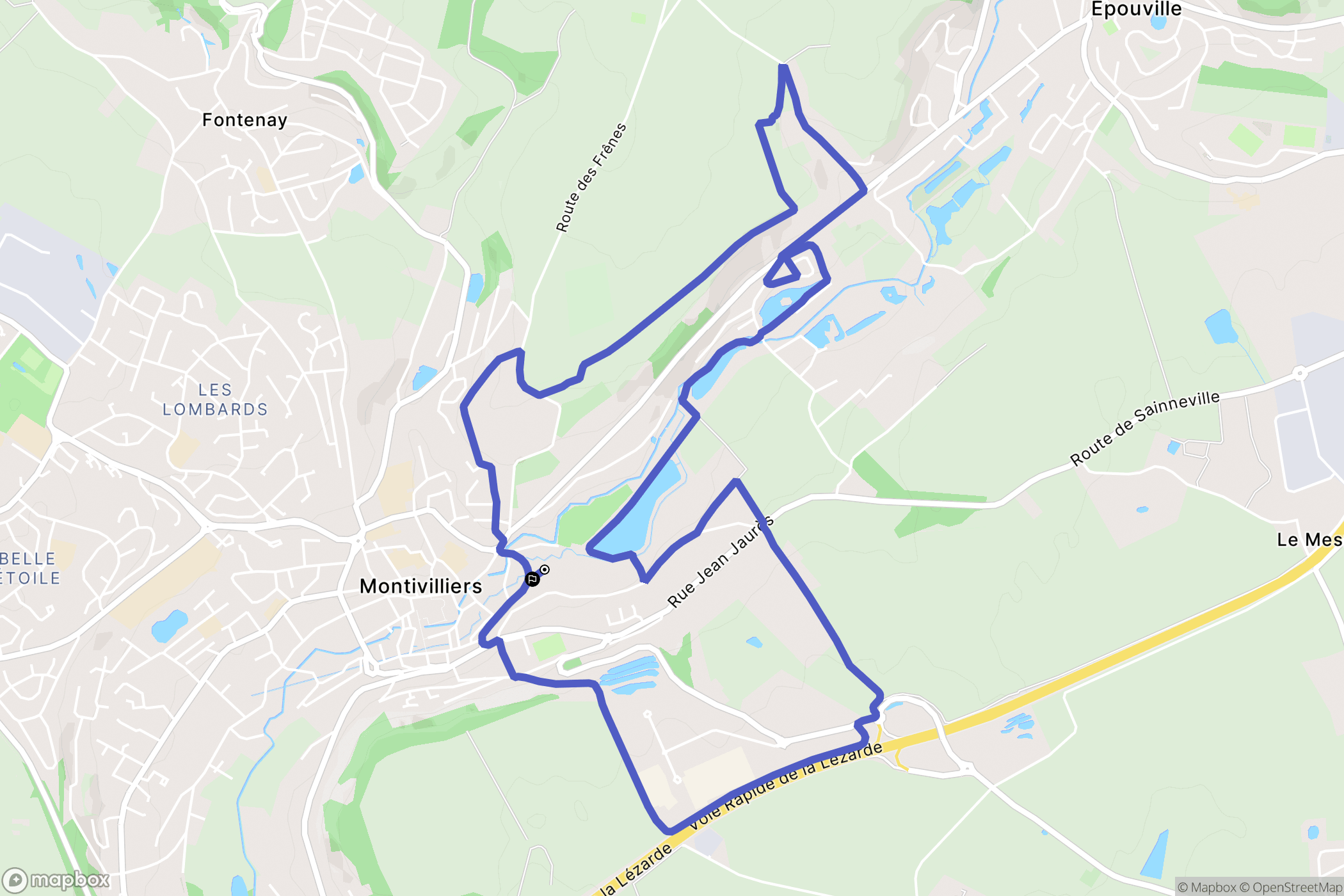 Montivilliers : carte du parcours de randonnée - France