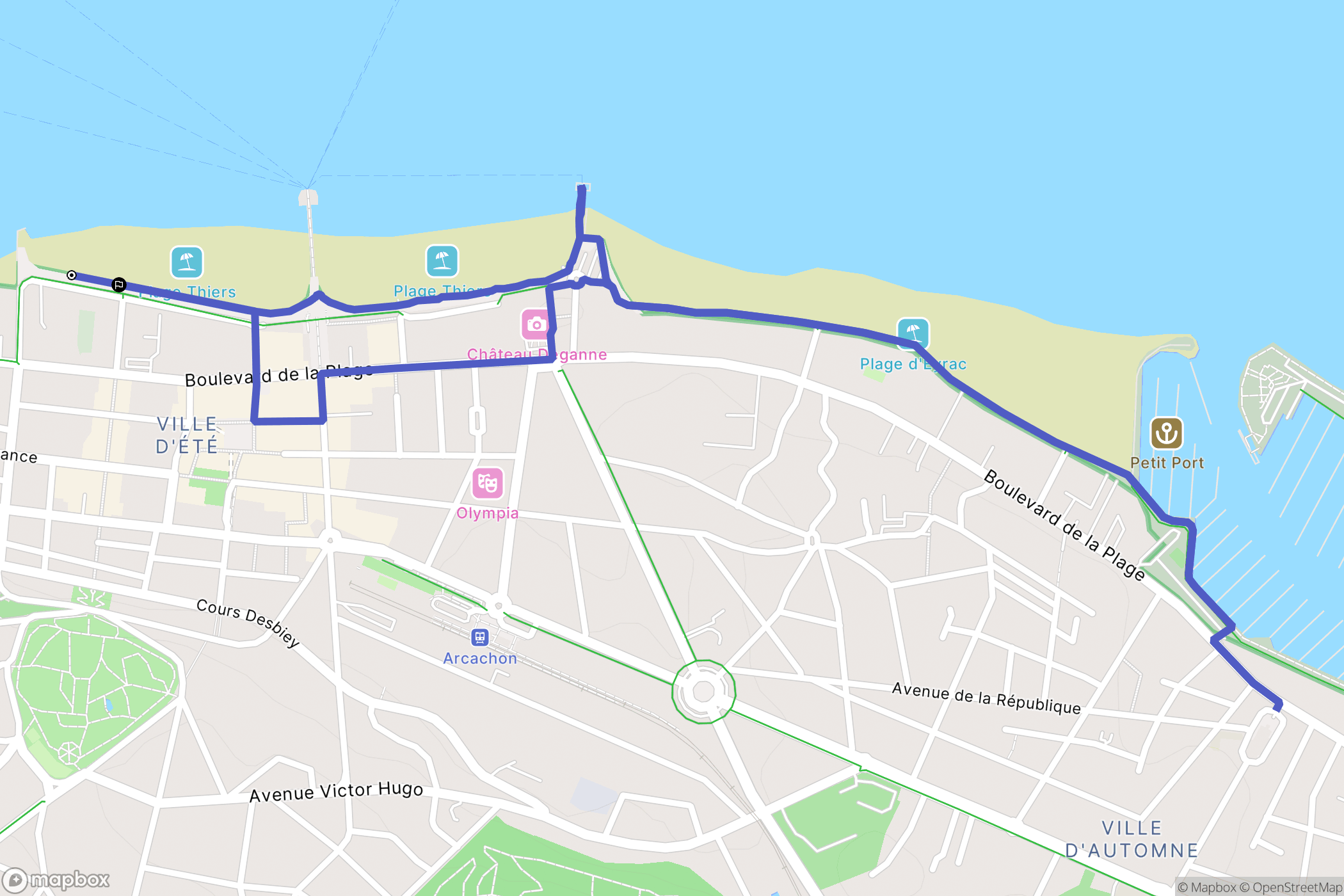 Arcachon : carte du parcours de randonnée - France