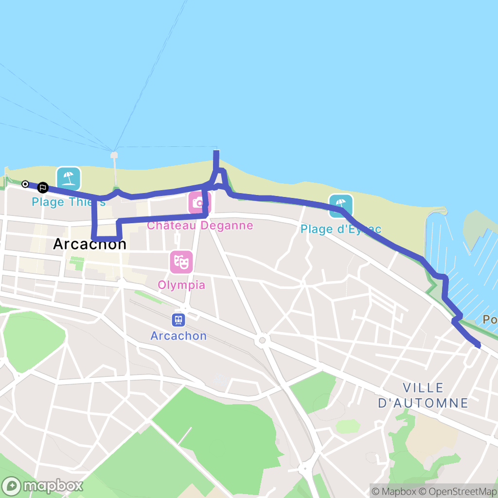 Arcachon : carte du parcours de randonnée - France
