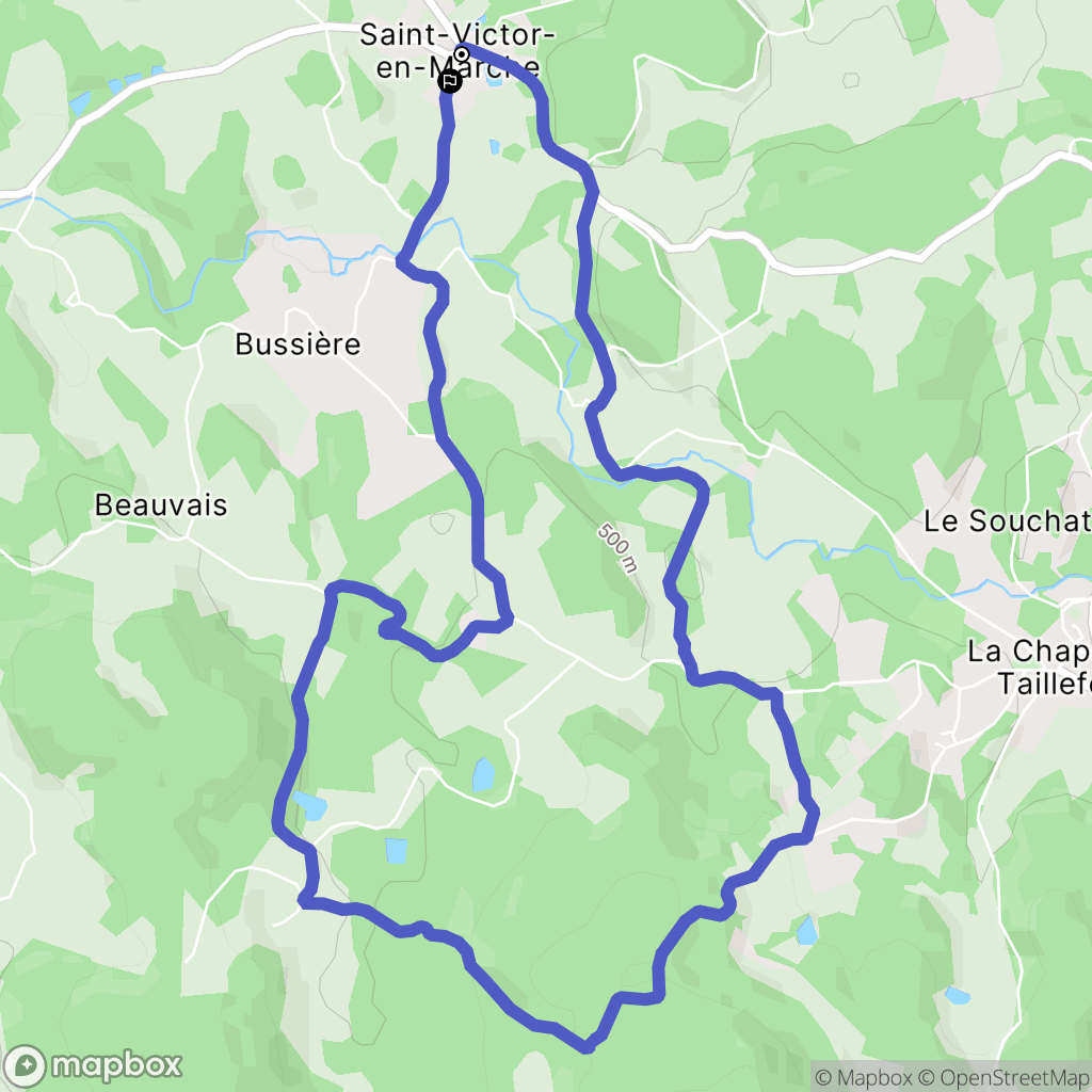 Saint-Victor-en-Marche : carte du parcours de randonnée - France