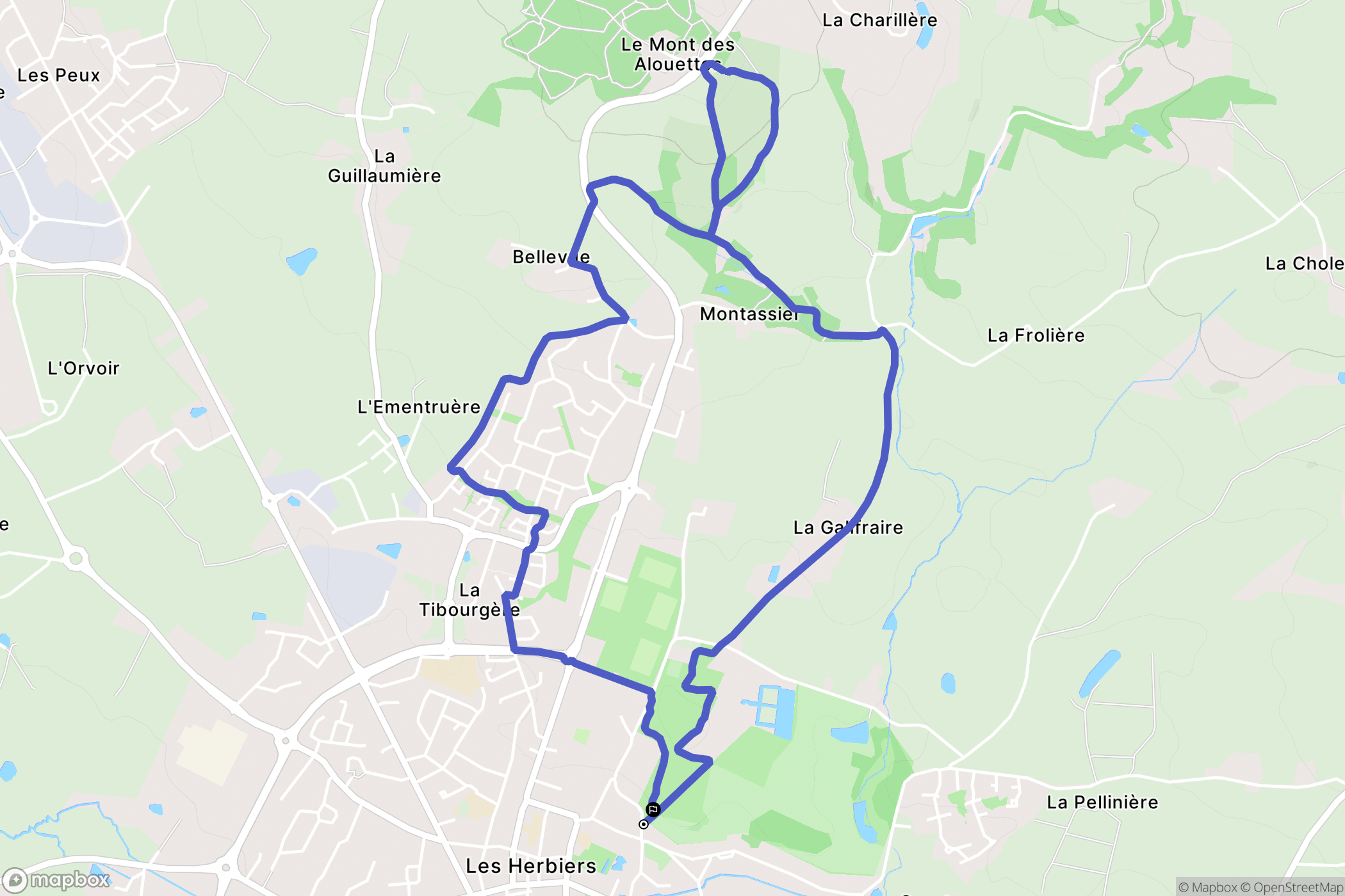 Les Herbiers : carte du parcours de randonnée - France