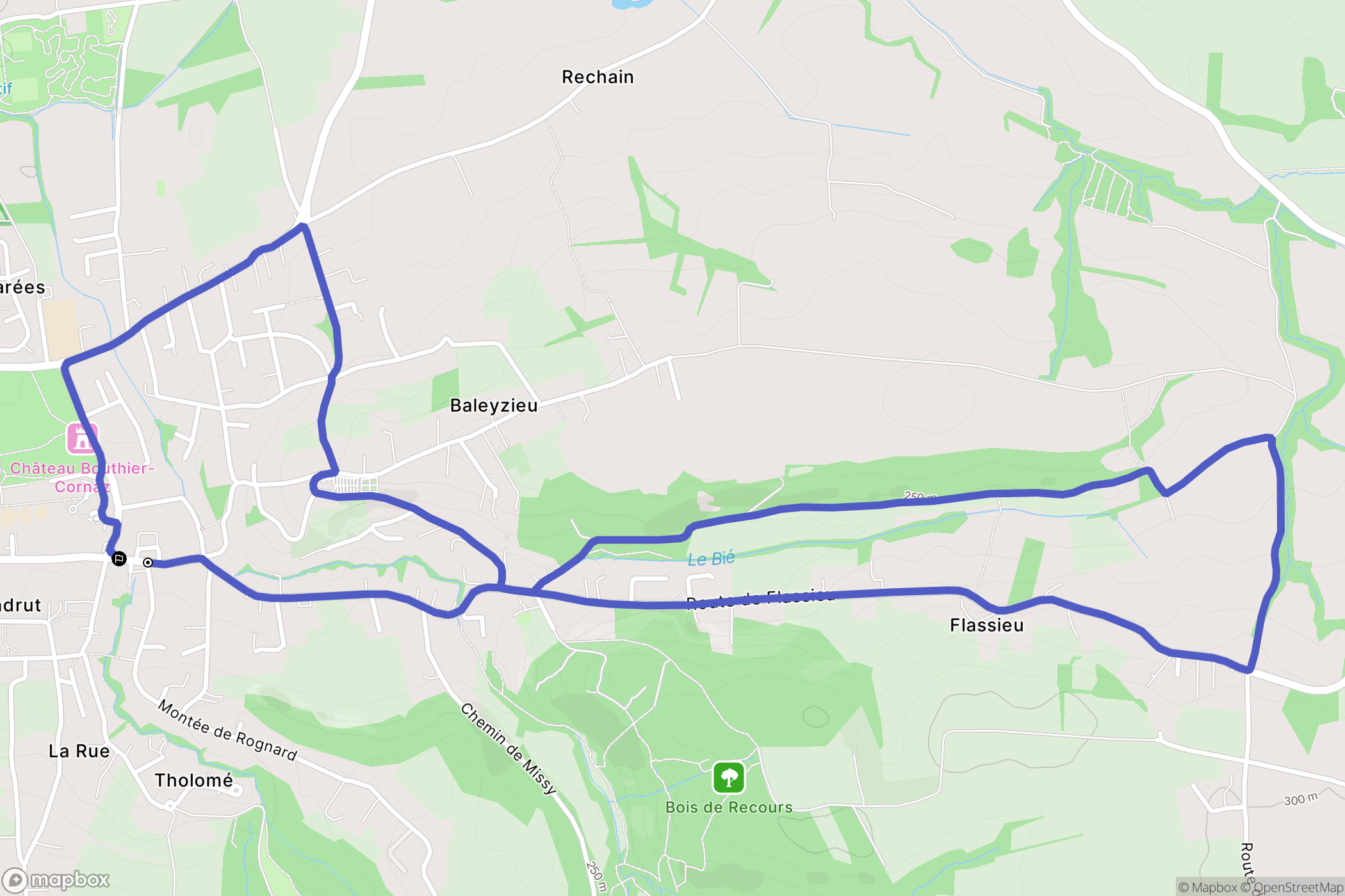 Chaponnay : carte du parcours de randonnée - France