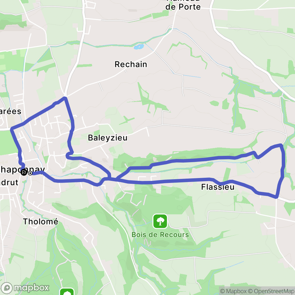 Chaponnay : carte du parcours de randonnée - France