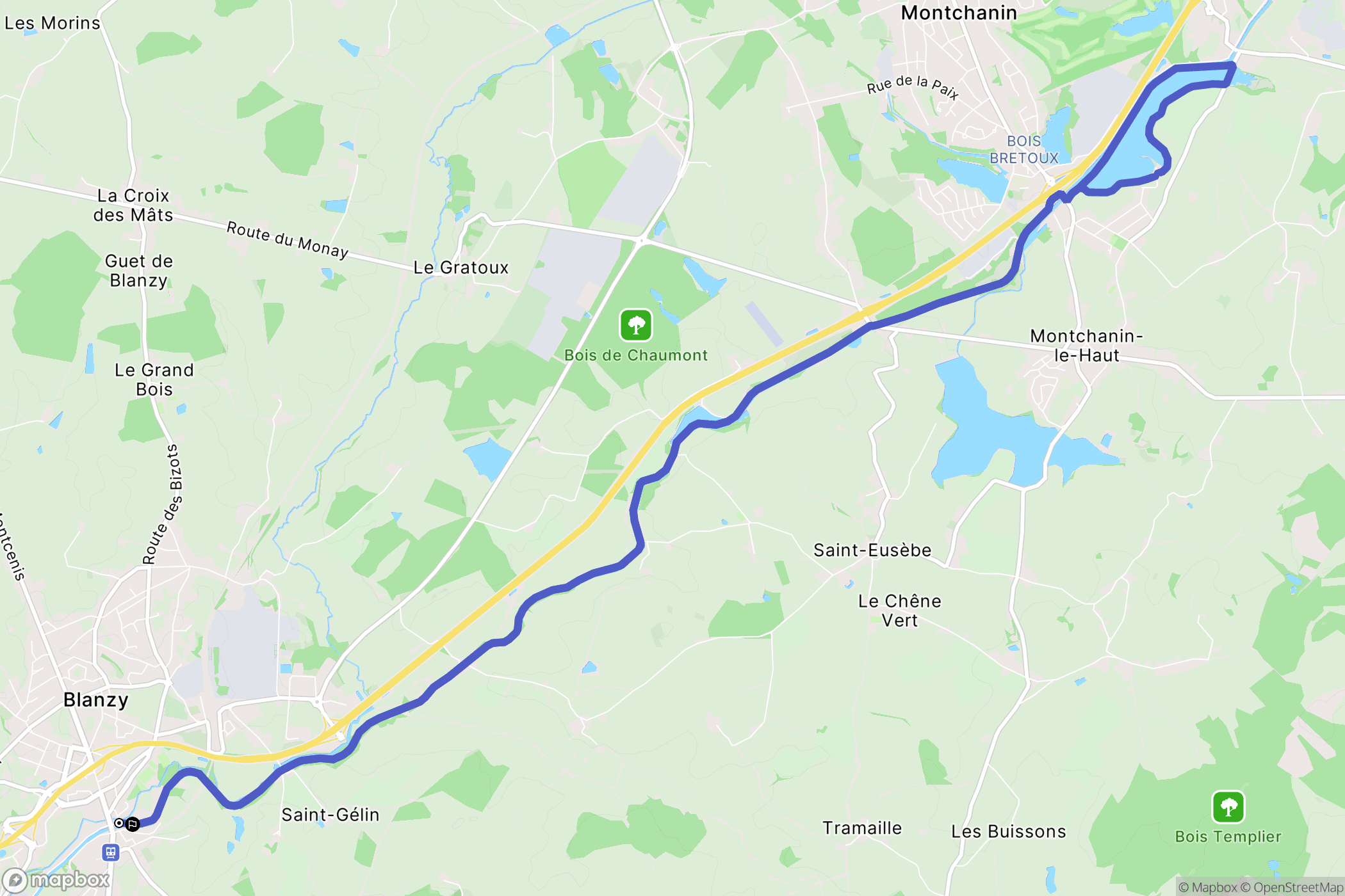 Blanzy : carte du parcours de randonnée - France