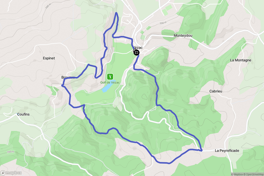 Vézac : carte du parcours de randonnée - France