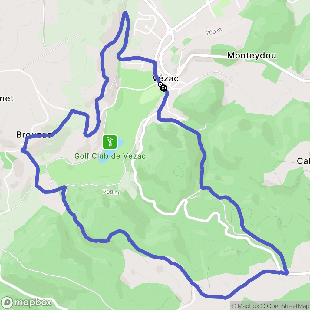 Vézac : carte du parcours de randonnée - France