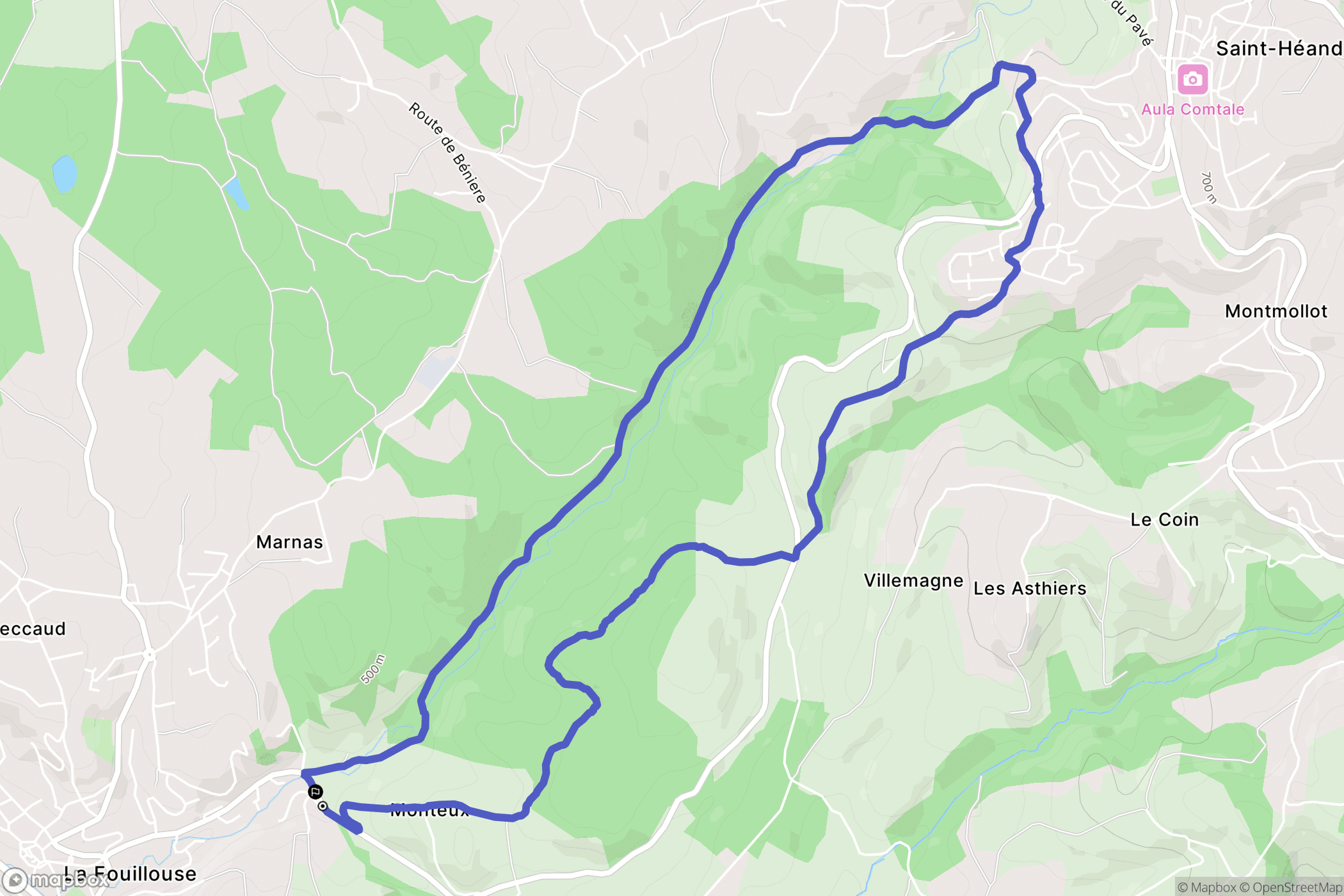 La Fouillouse : carte du parcours de randonnée - France
