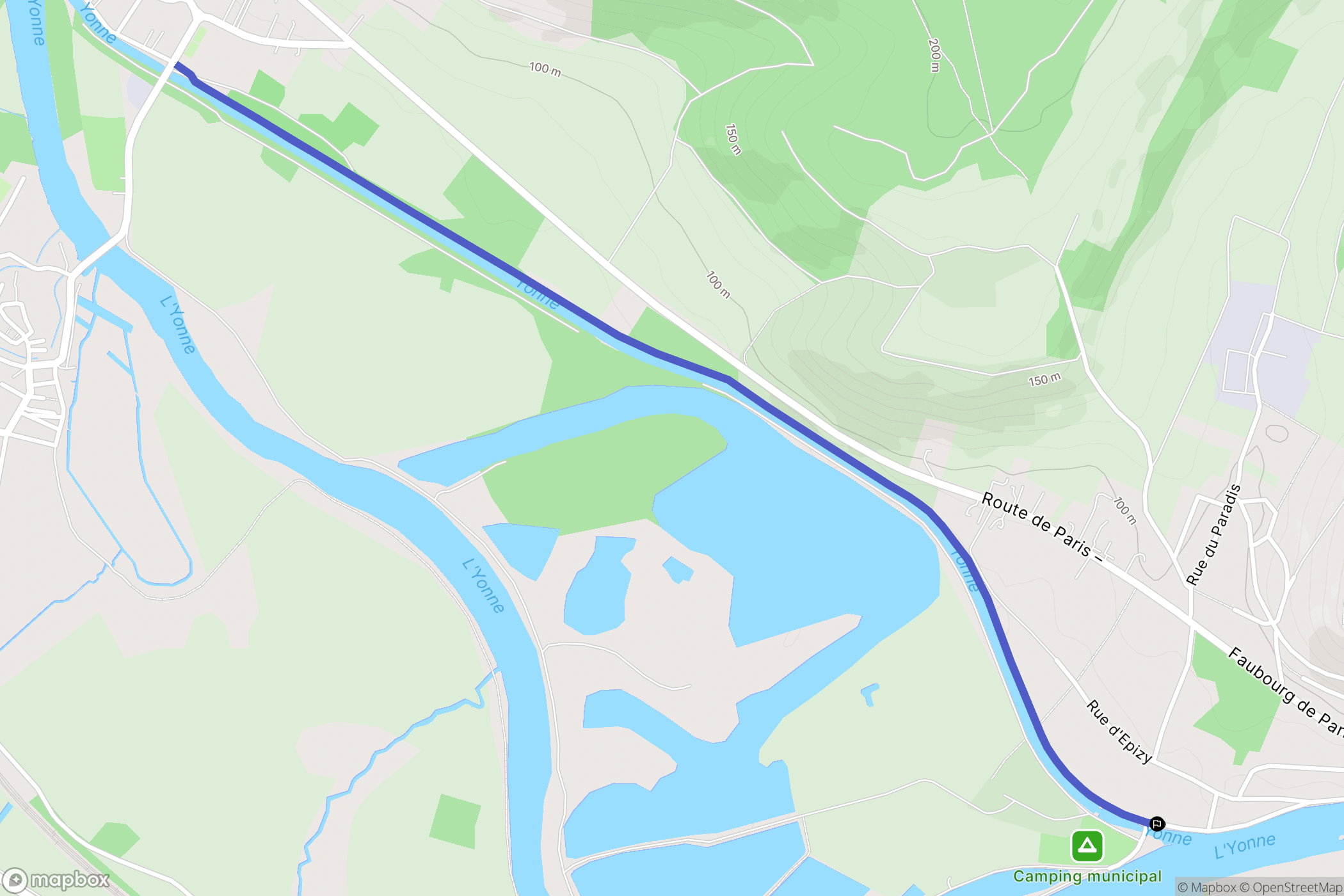 Joigny : carte du parcours de randonnée - France