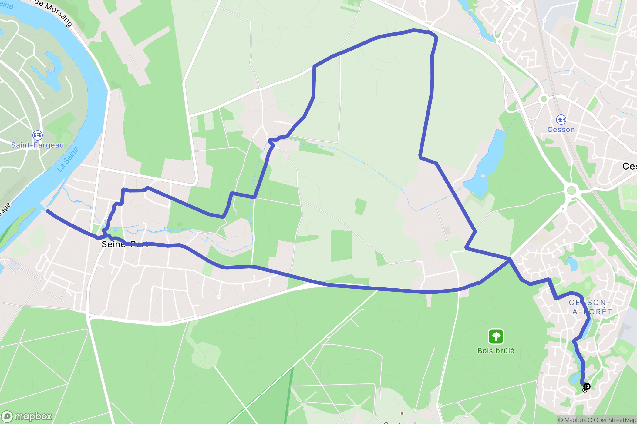 Cesson : carte du parcours de randonnée - France
