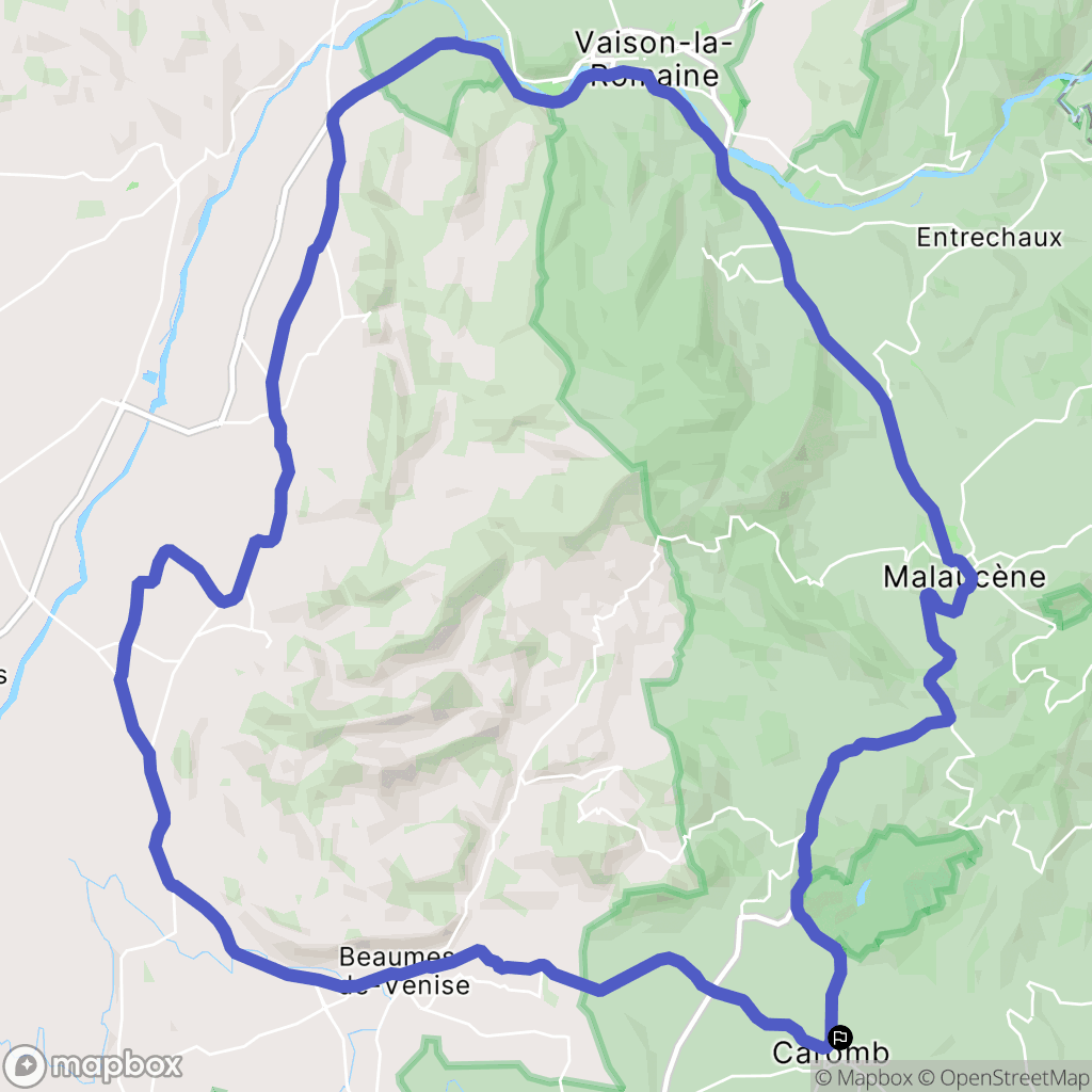 Caromb : carte du parcours de randonnée - France