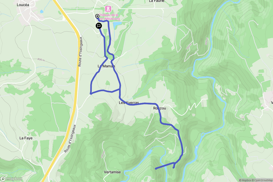 Loucéa : carte du parcours de randonnée - France