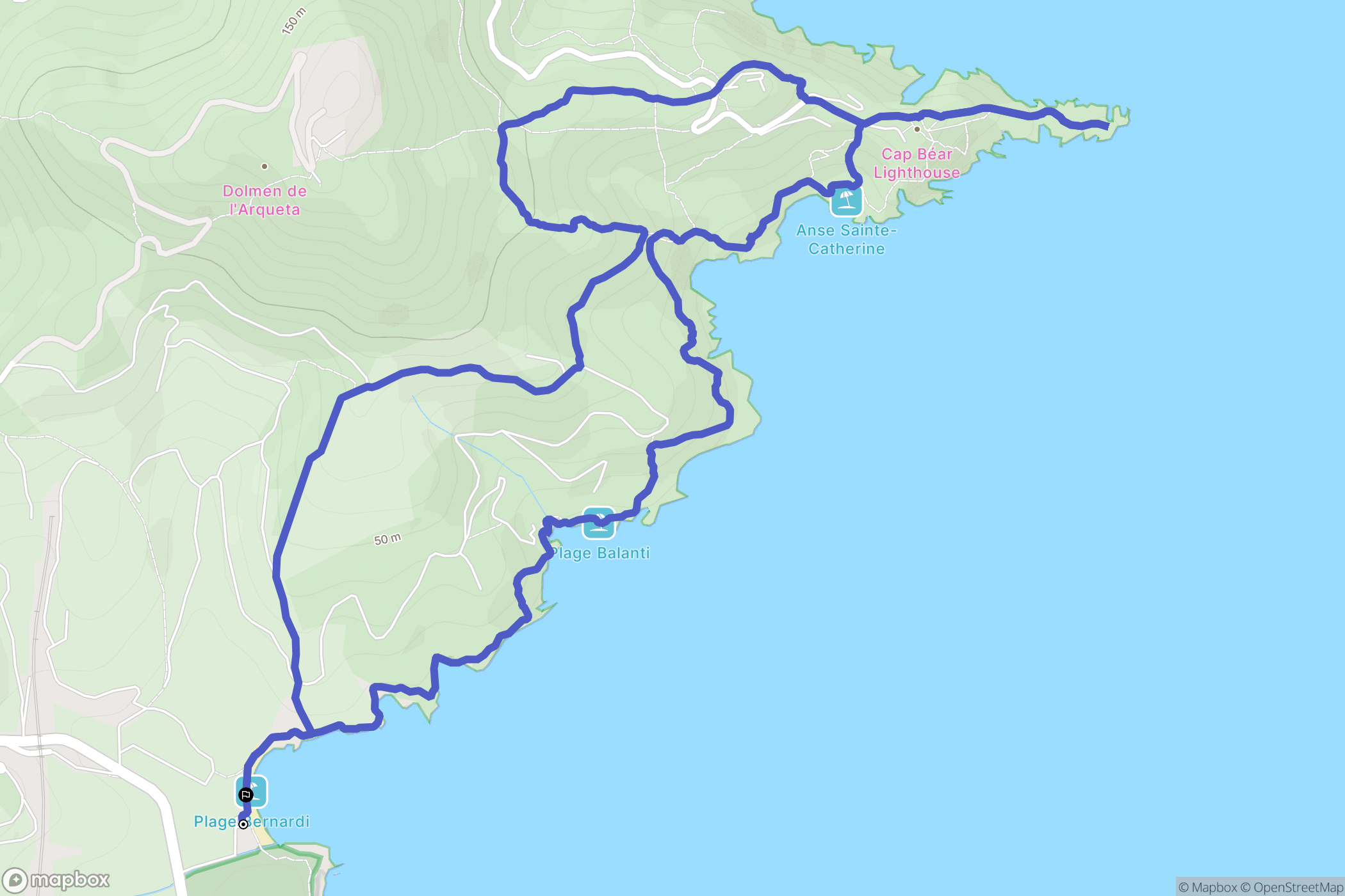 Port-Vendres : carte du parcours de randonnée - France