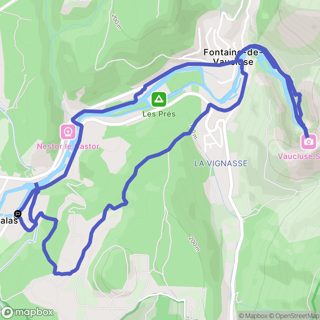 Fontaine de Vaucluse : carte du parcours de randonnée - France