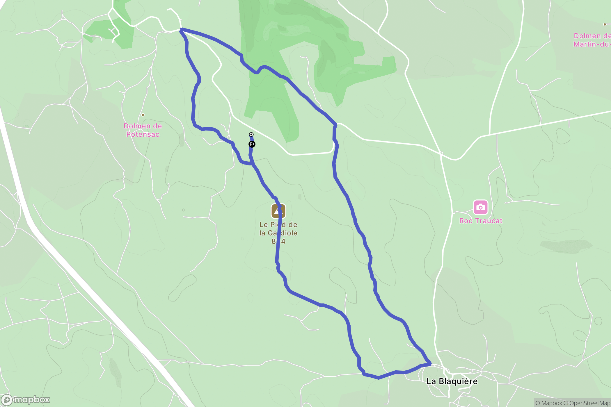 Millau : carte du parcours de randonnée - France