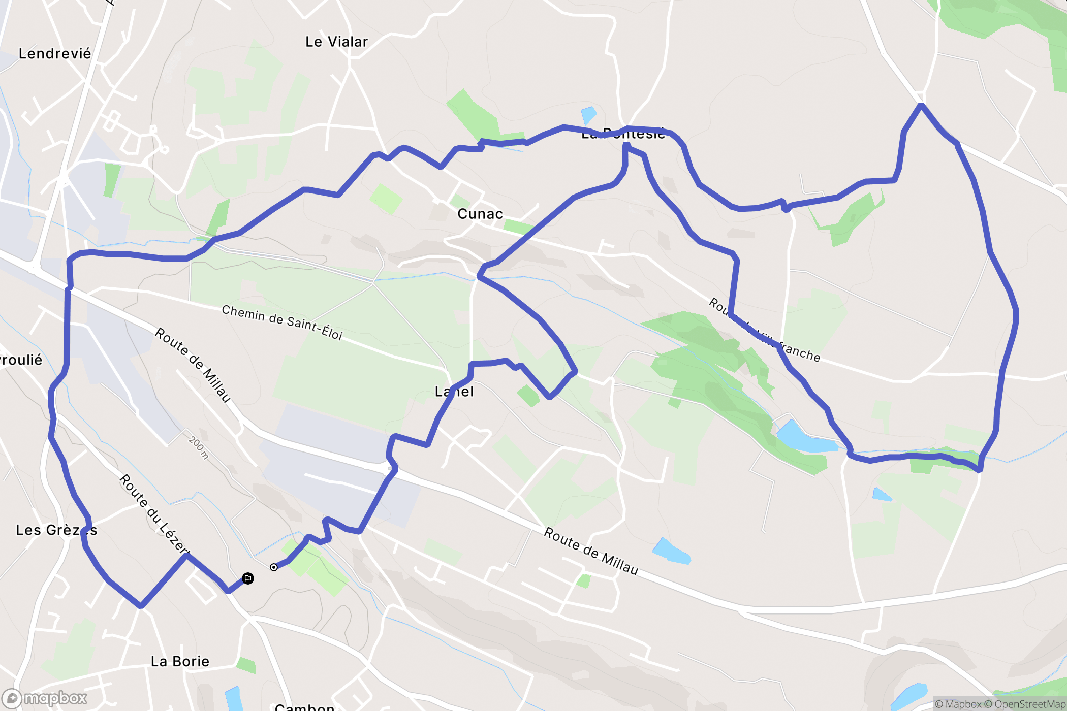 Cambon : carte du parcours de randonnée - France