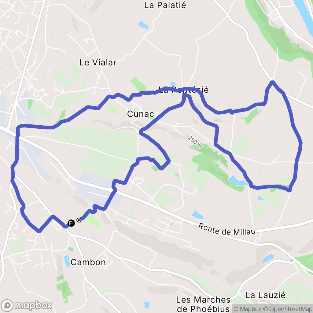 Cambon : carte du parcours de randonnée - France