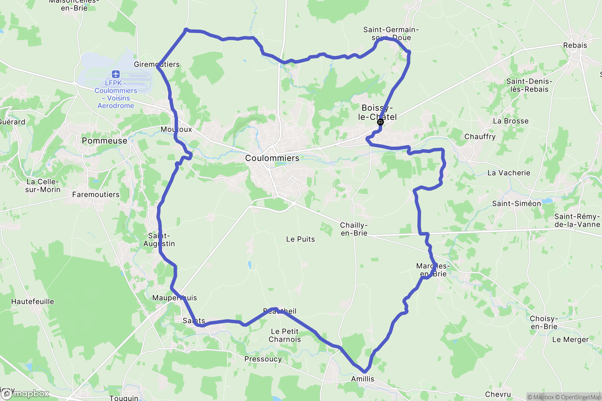 Boissy-le-Châtel : carte du parcours de randonnée - France